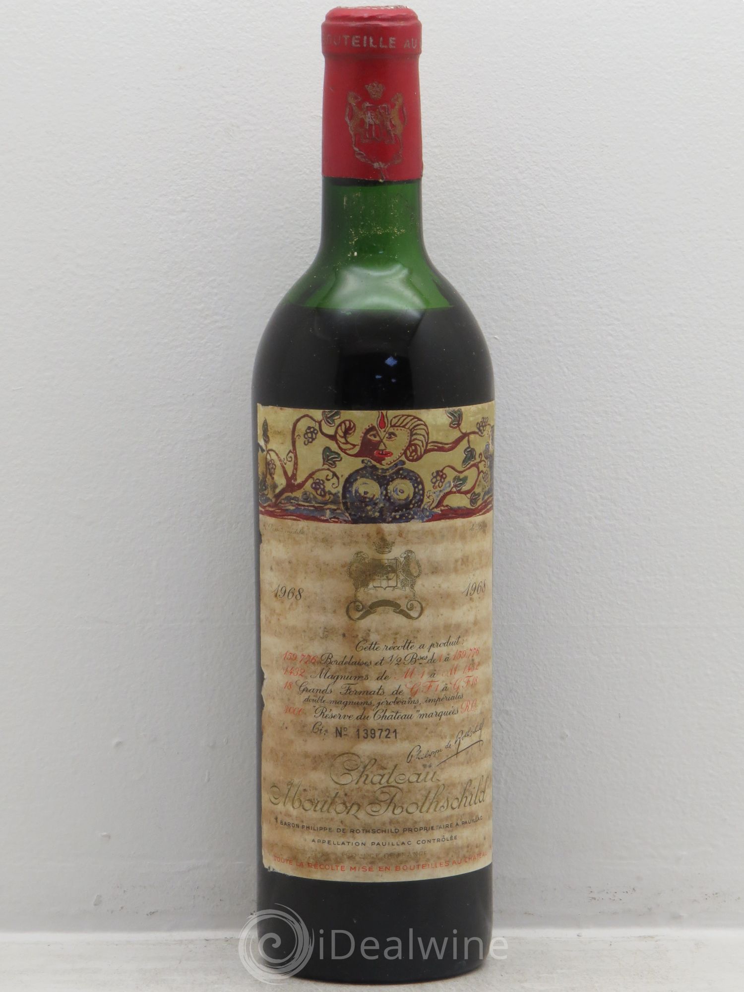 Château Mouton Rothschild 1er Grand Cru Classé 1968 - Lot de 1 bouteille - 0