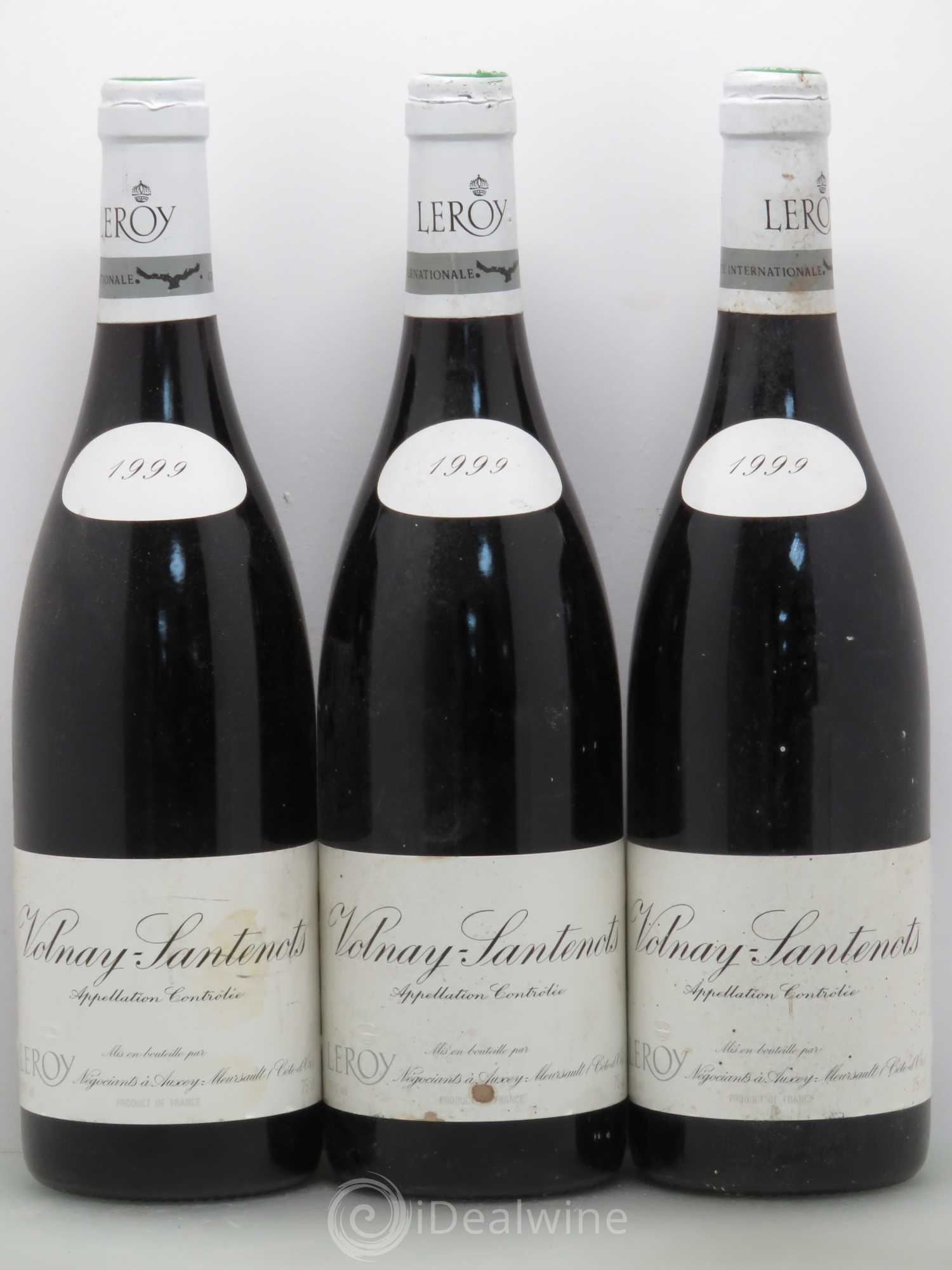 Volnay 1er Cru Santenots Leroy SA (sans prix de réserve) 1999 - Lot de 3 bouteilles - 0