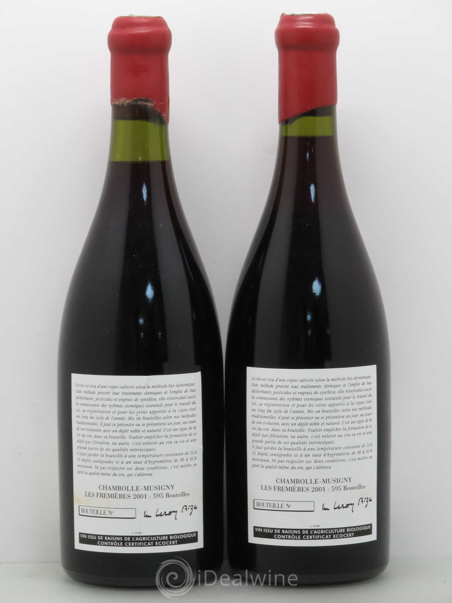 Chambolle-Musigny Les Fremières Leroy (Domaine) 2001 - Lot de 2 bouteilles - 1