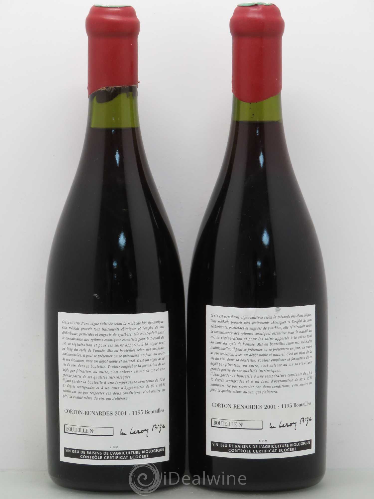 Corton Grand Cru Les Renardes Leroy (Domaine) 2001 - Lot de 2 bouteilles - 1