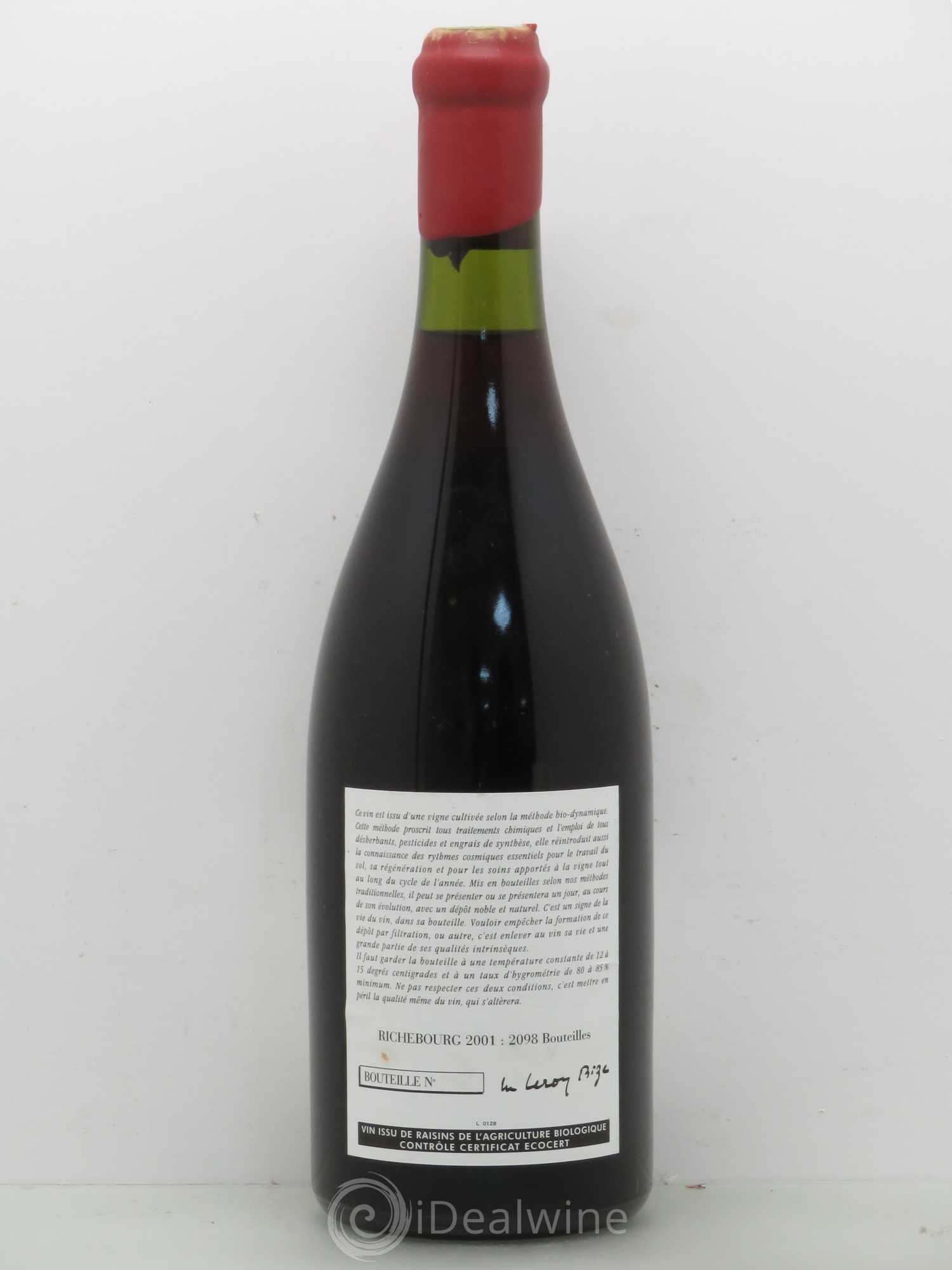 Richebourg Grand Cru Leroy (Domaine) 2001 - Lot de 1 bouteille - 1