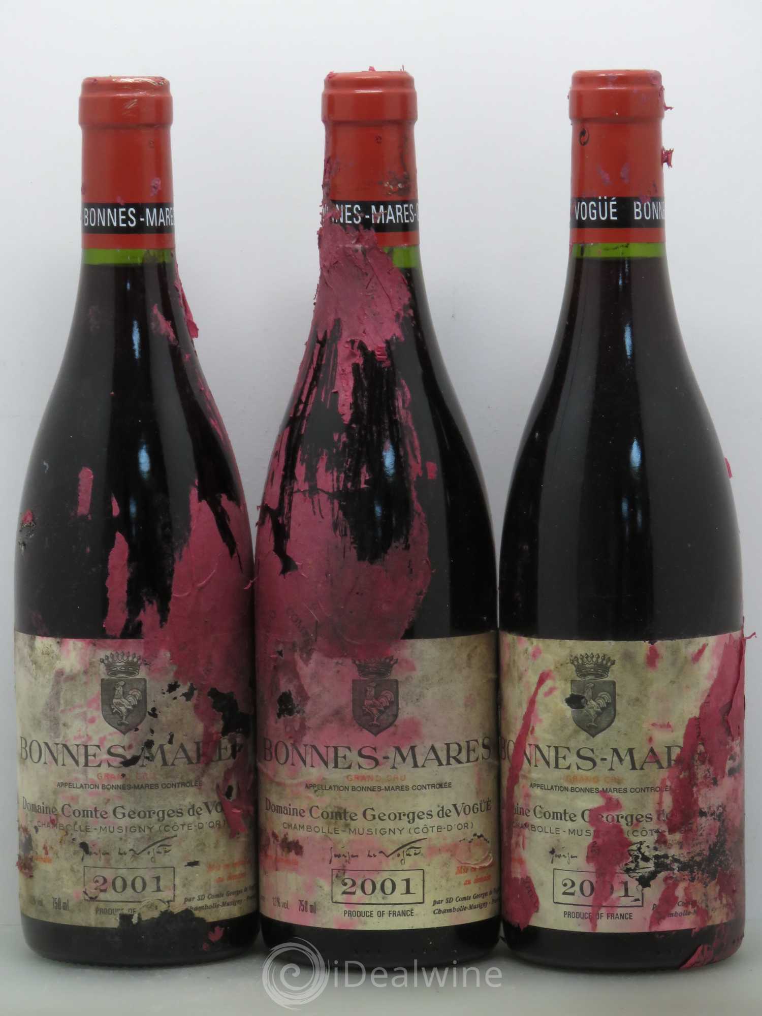 Bonnes-Mares Grand Cru Comte Georges de Vogüé 2001 - Lot de 3 bouteilles - 0