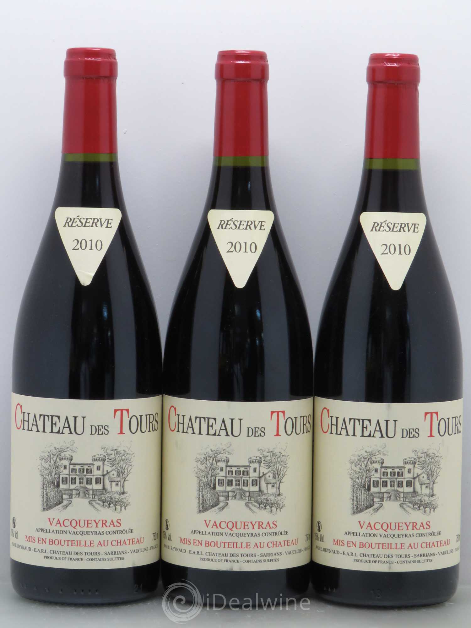 Vacqueyras Château des Tours Emmanuel Reynaud 2010 - Lot de 3 bouteilles - 0