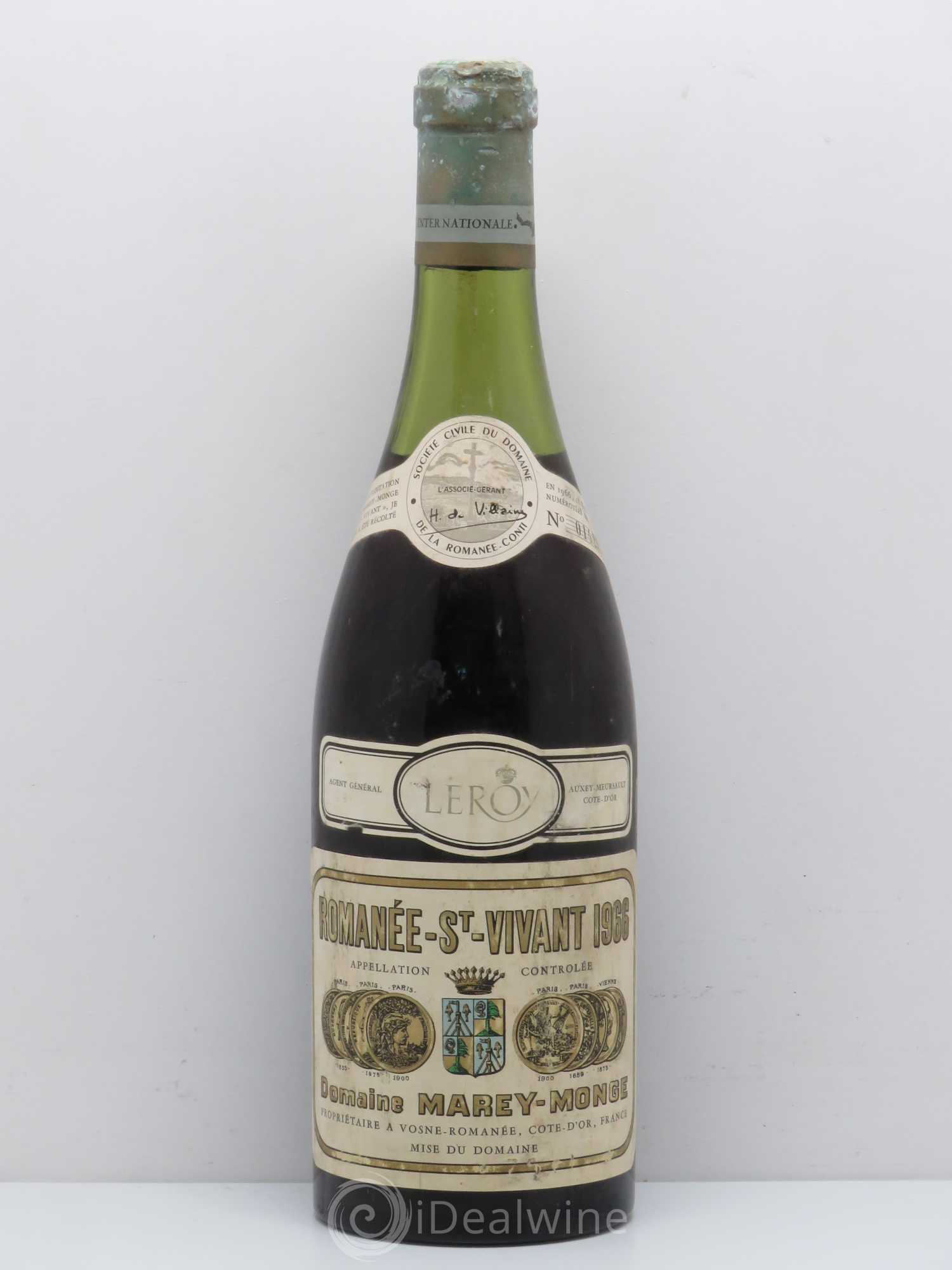 Romanée-Saint-Vivant Grand Cru Leroy (Domaine) 1966 - Lot de 1 bouteille - 0