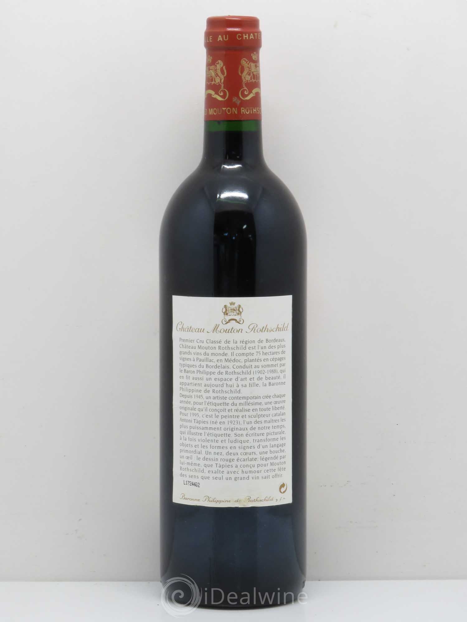 Château Mouton Rothschild 1er Grand Cru Classé 1995 - Lot de 1 bouteille - 1