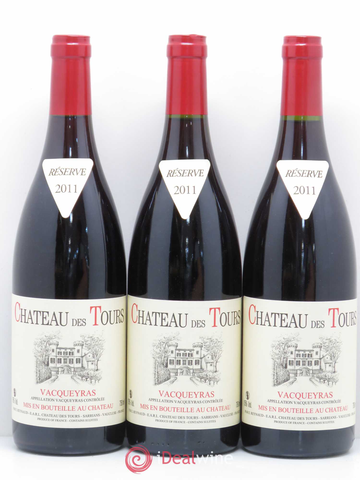 Vacqueyras Château des Tours Emmanuel Reynaud (sans prix de réserve) 2011 - Lot de 3 bouteilles - 0