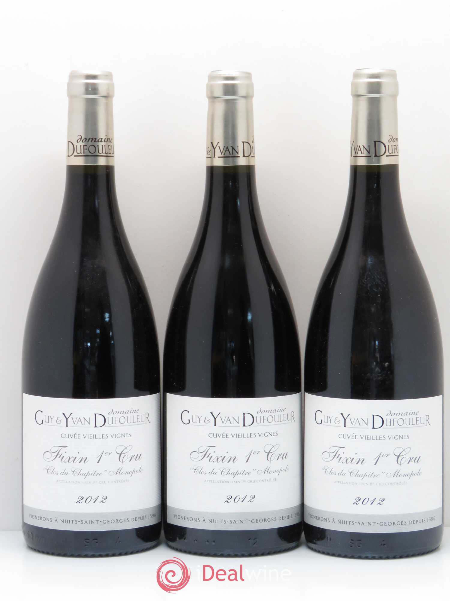 Fixin 1er Cru Clos du Chapitre cuvée vieilles vignes Domaine Y.G.Dufouleur 2012 - Posten von 6 Flaschen - 2