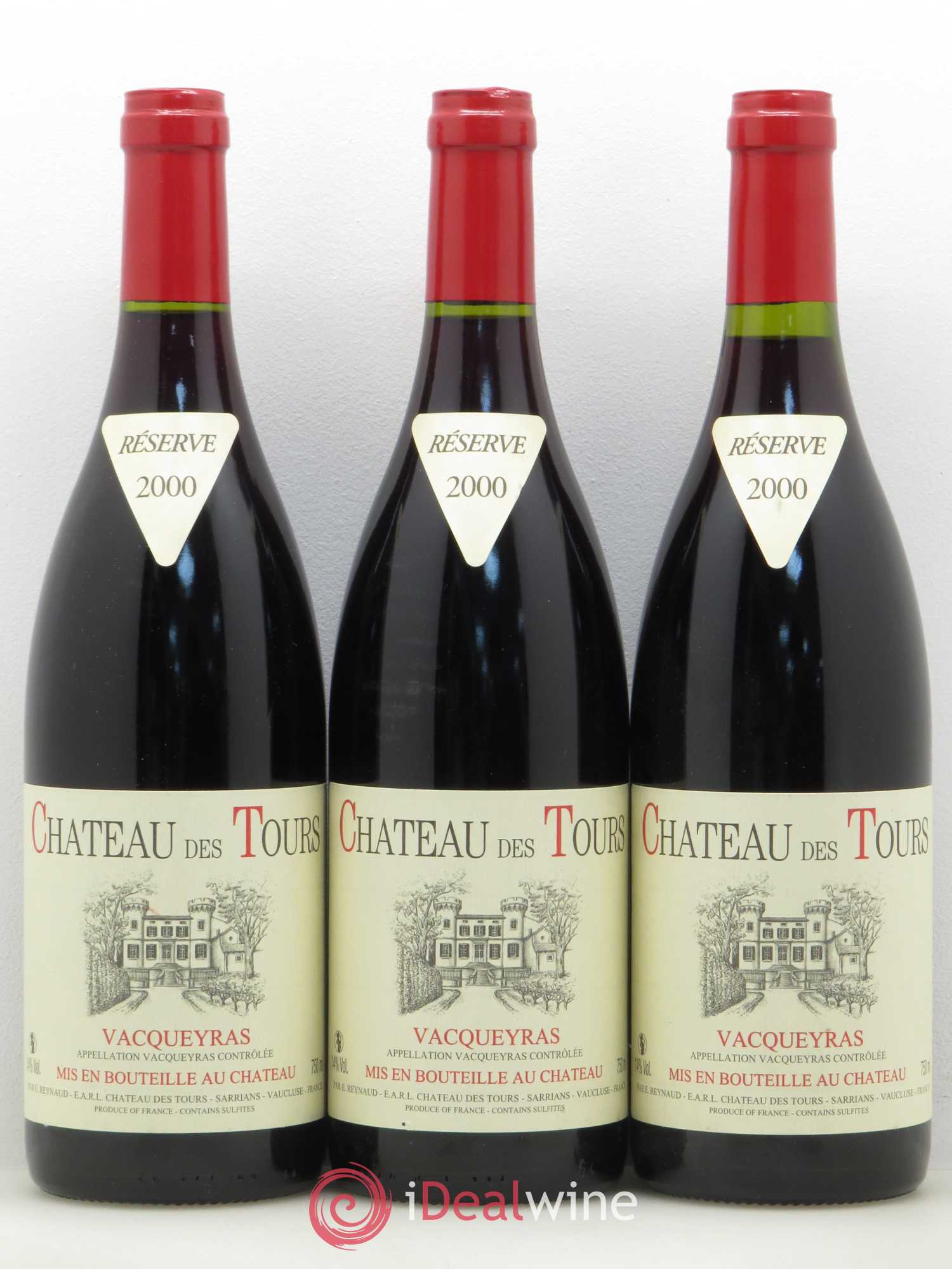 Vacqueyras Château des Tours Emmanuel Reynaud (sans prix de réserve) 2000 - Lot de 3 bouteilles - 0