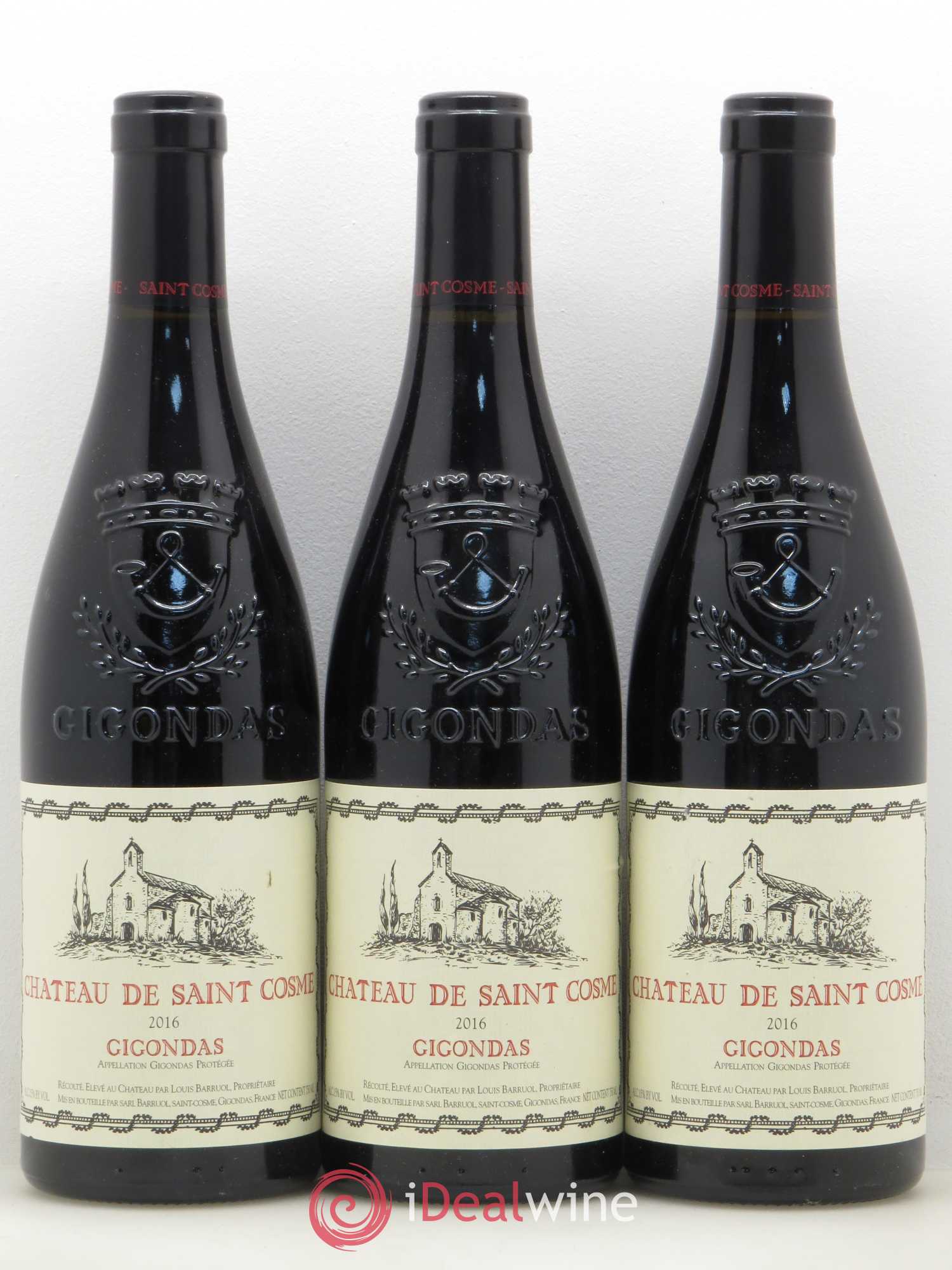 Gigondas Saint Cosme (sans prix de réserve) 2016 - Lot de 3 bouteilles - 0