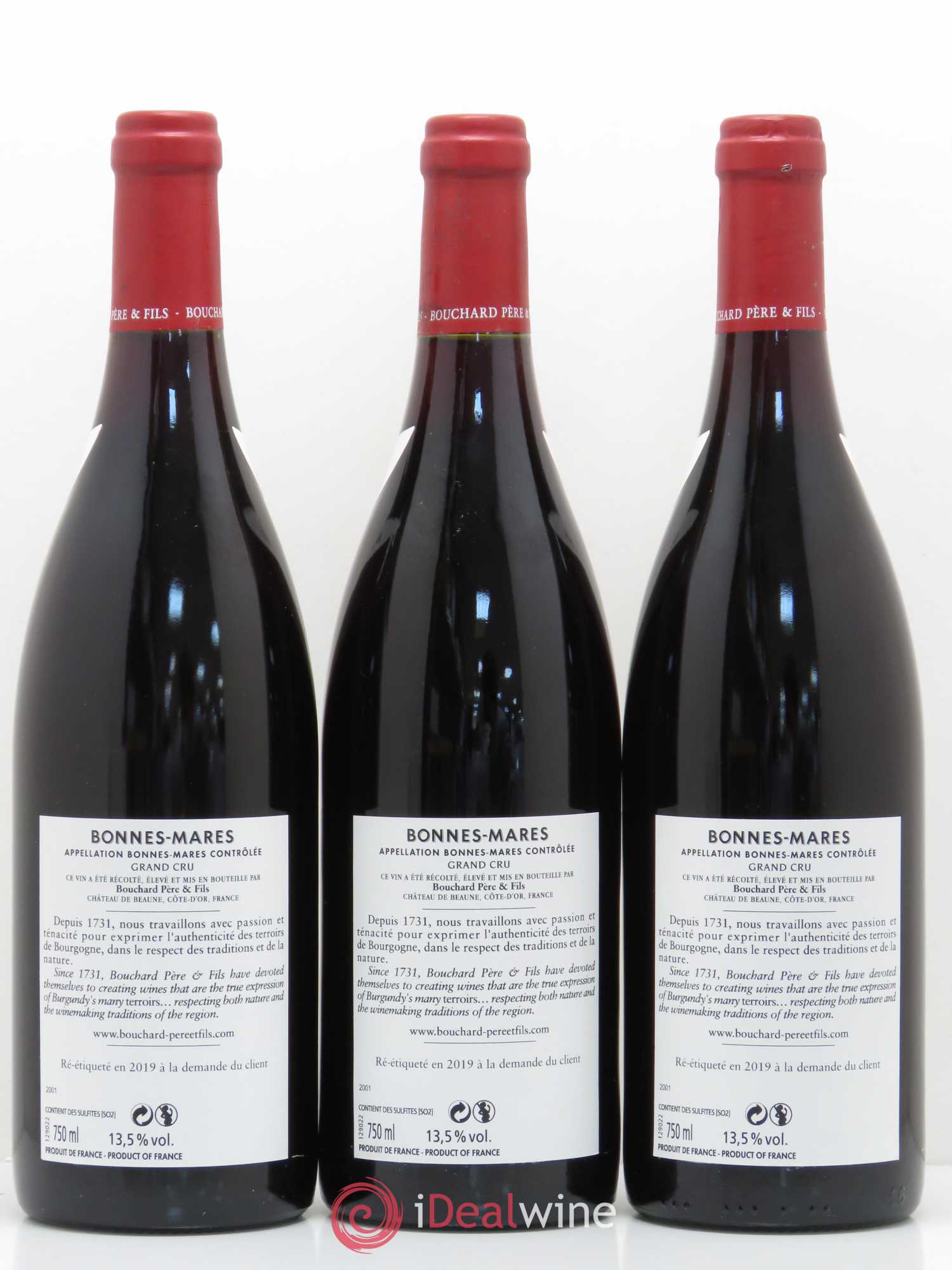 Bonnes-Mares Grand Cru Bouchard Père & Fils 2001 - Lot de 3 bouteilles - 1