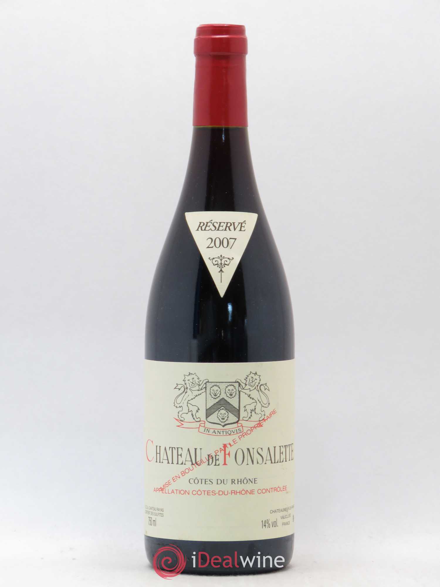 Côtes-du-Rhône Château de Fonsalette Emmanuel Reynaud 2007 - Lot de 1 bouteille - 0