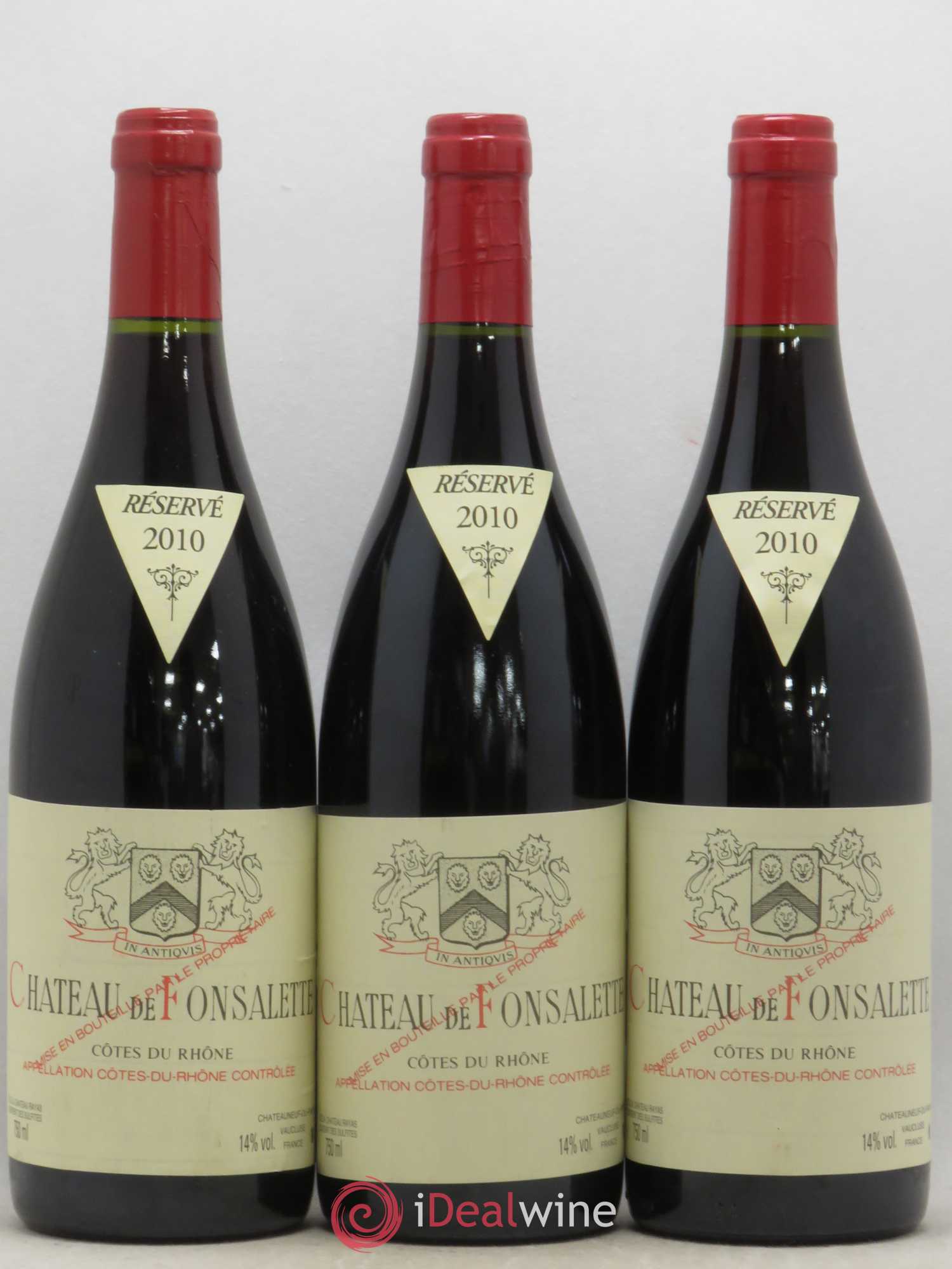 Côtes-du-Rhône Château de Fonsalette Emmanuel Reynaud 2010 - Lot de 3 bouteilles - 0