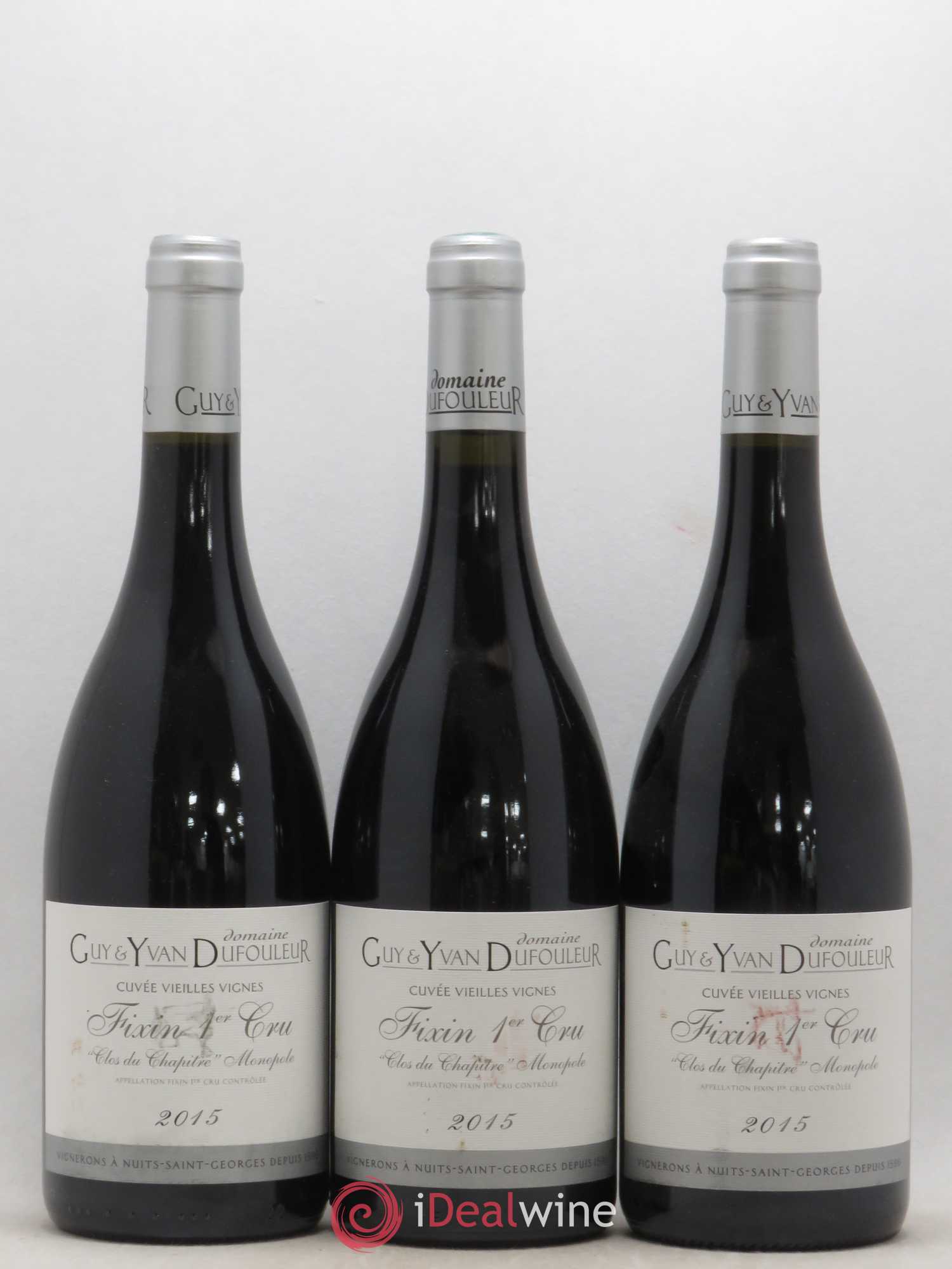 Fixin 1er Cru Clos du Chapitre Dufouleur Cuvée Vieilles Vignes 2015 - Posten von 3 Flaschen - 0