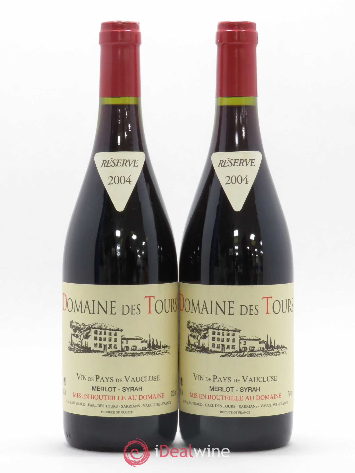 Vaucluse (Vin de Pays de Vaucluse) Domaine des Tours Emmanuel Reynaud Merlot Syrah 2004 - Lot de 2 bouteilles - 0