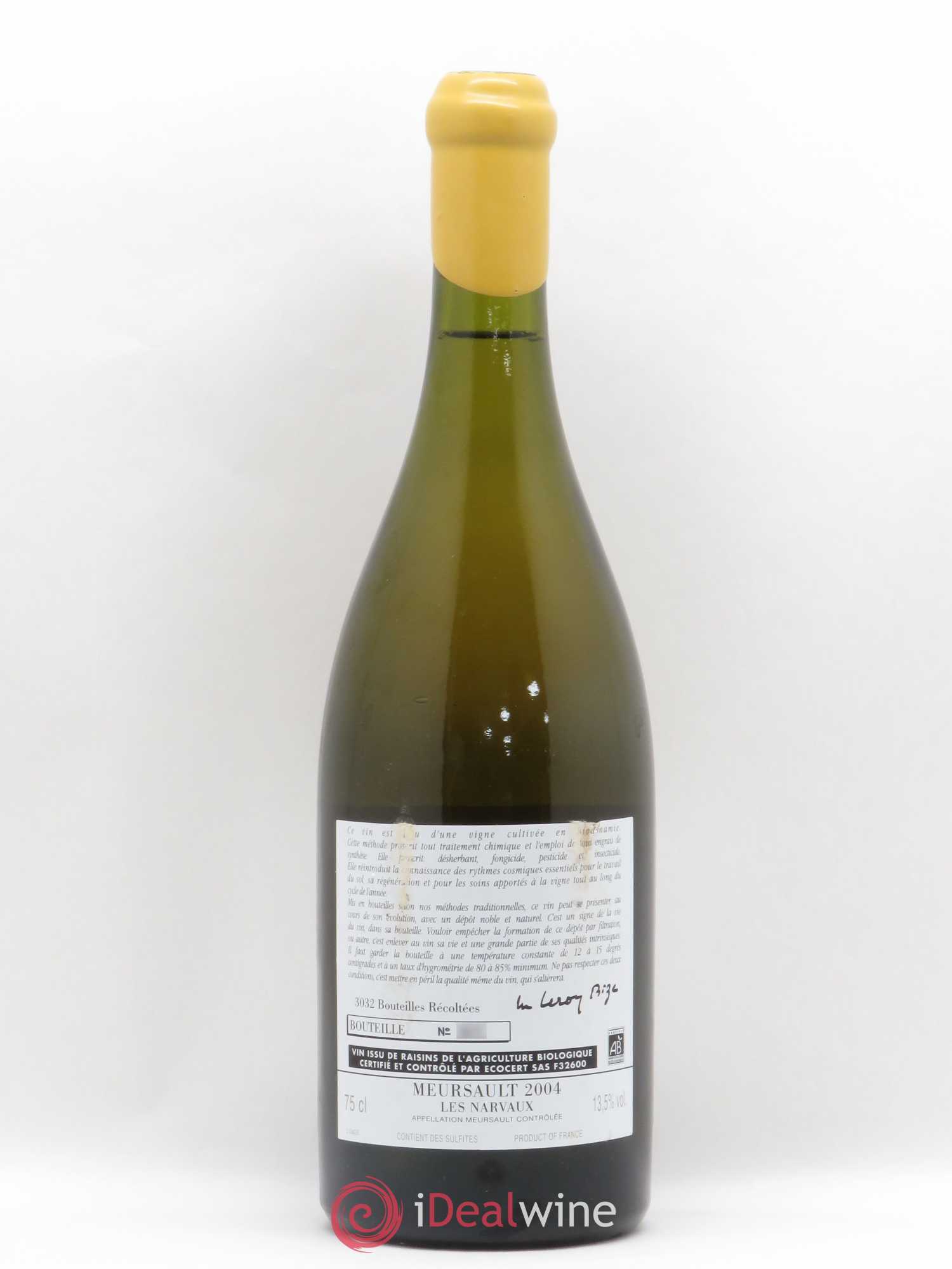 Meursault Les Narvaux d'Auvenay (Domaine) 2004 - Lot de 1 bouteille - 1