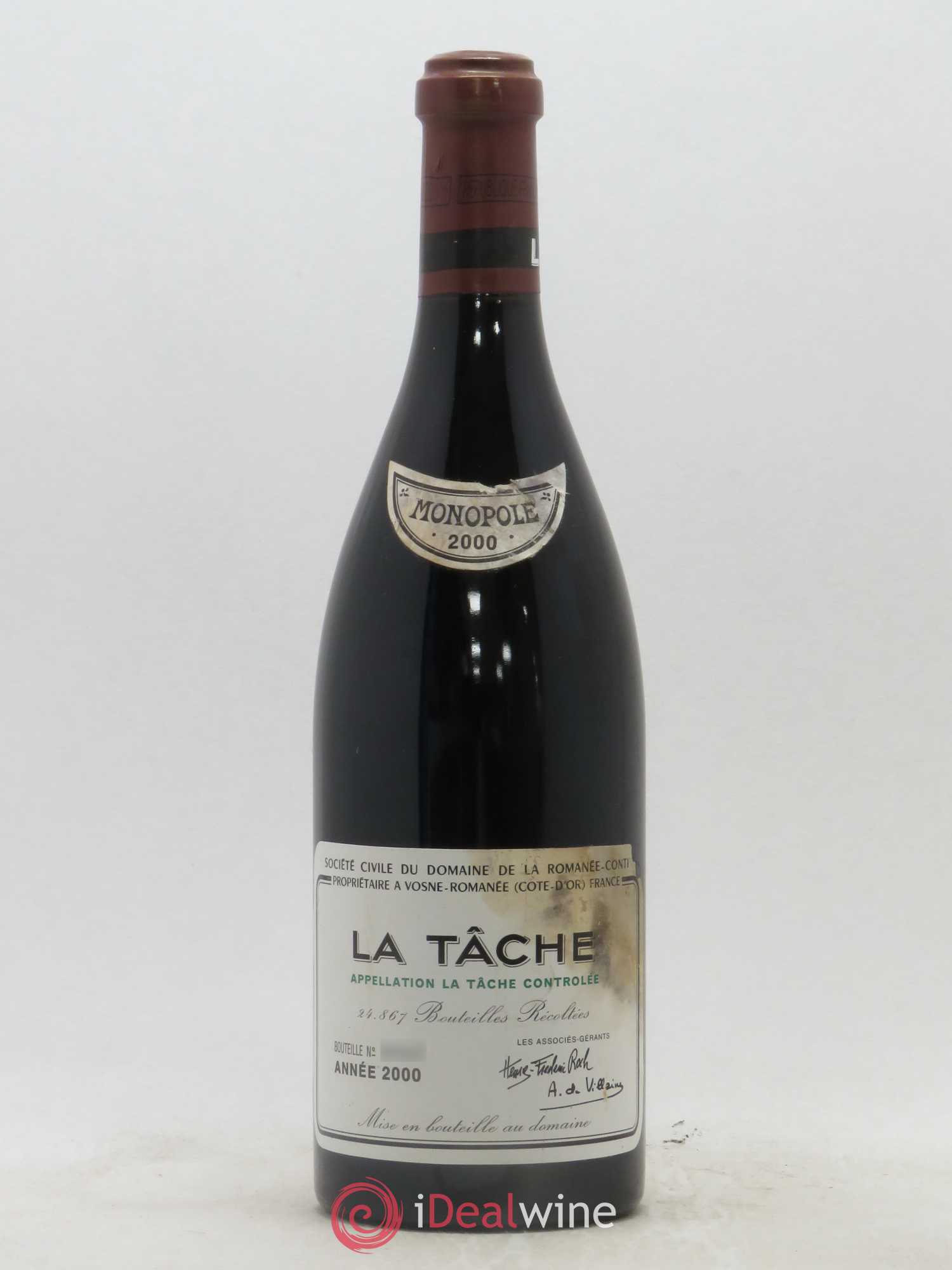 La Tâche Grand Cru Domaine de la Romanée-Conti 2000 - Lot de 1 bouteille - 0