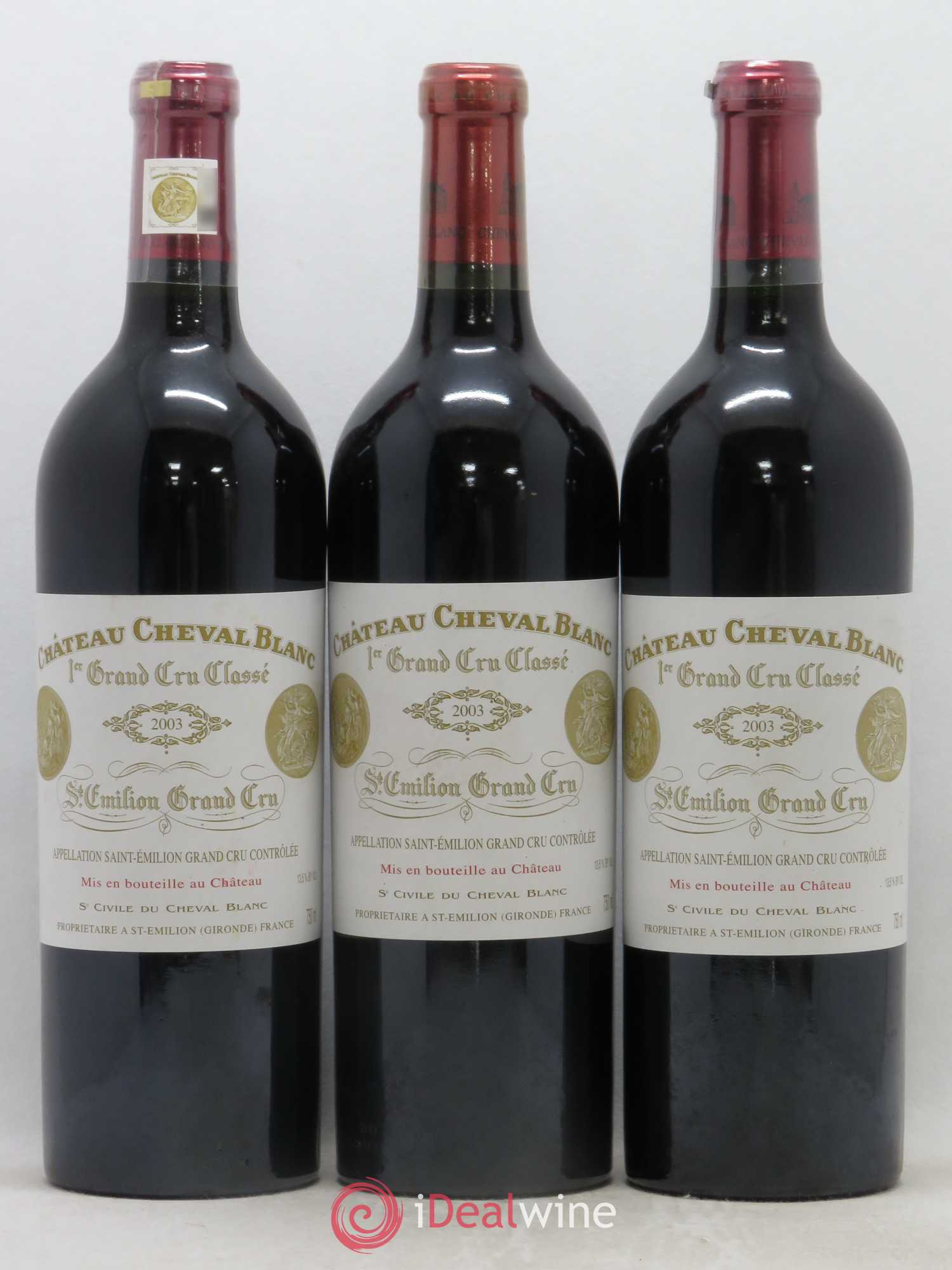 Château Cheval Blanc 1er Grand Cru Classé A 2003 - Lot de 3 bouteilles - 0