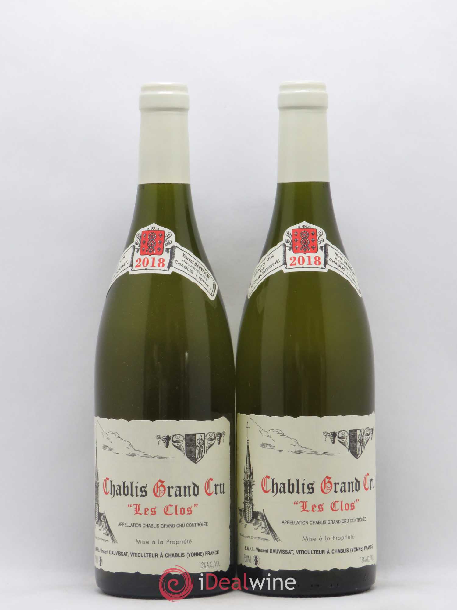 Chablis Grand Cru Les Clos Vincent Dauvissat (Domaine) (sans prix de réserve) 2018 - Lot de 2 bouteilles - 0