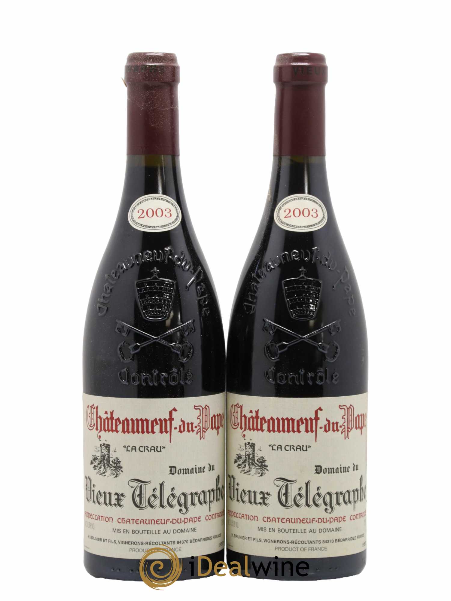 Châteauneuf-du-Pape Vieux Télégraphe (Domaine du) Vignobles Brunier 2003 - Lot de 2 bouteilles - 0
