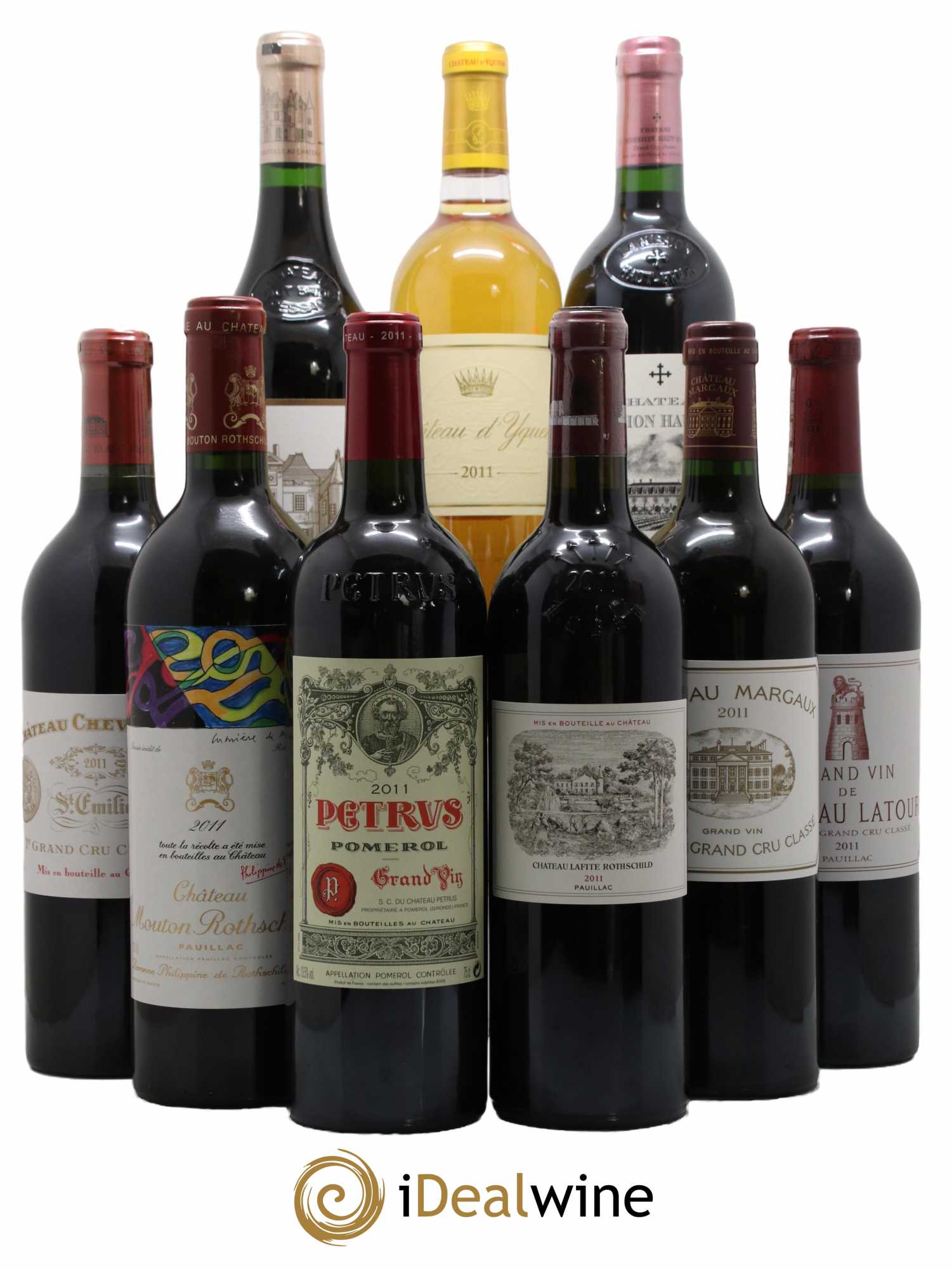 Caisse Collection Duclot 2011 Petrus - Lafitte - Margaux - Mouton Rothschild - Latour - Haut Brion - Mission Haut Brion - Cheval Blanc - Yquem 2011 - Lot de 9 bouteilles - 0