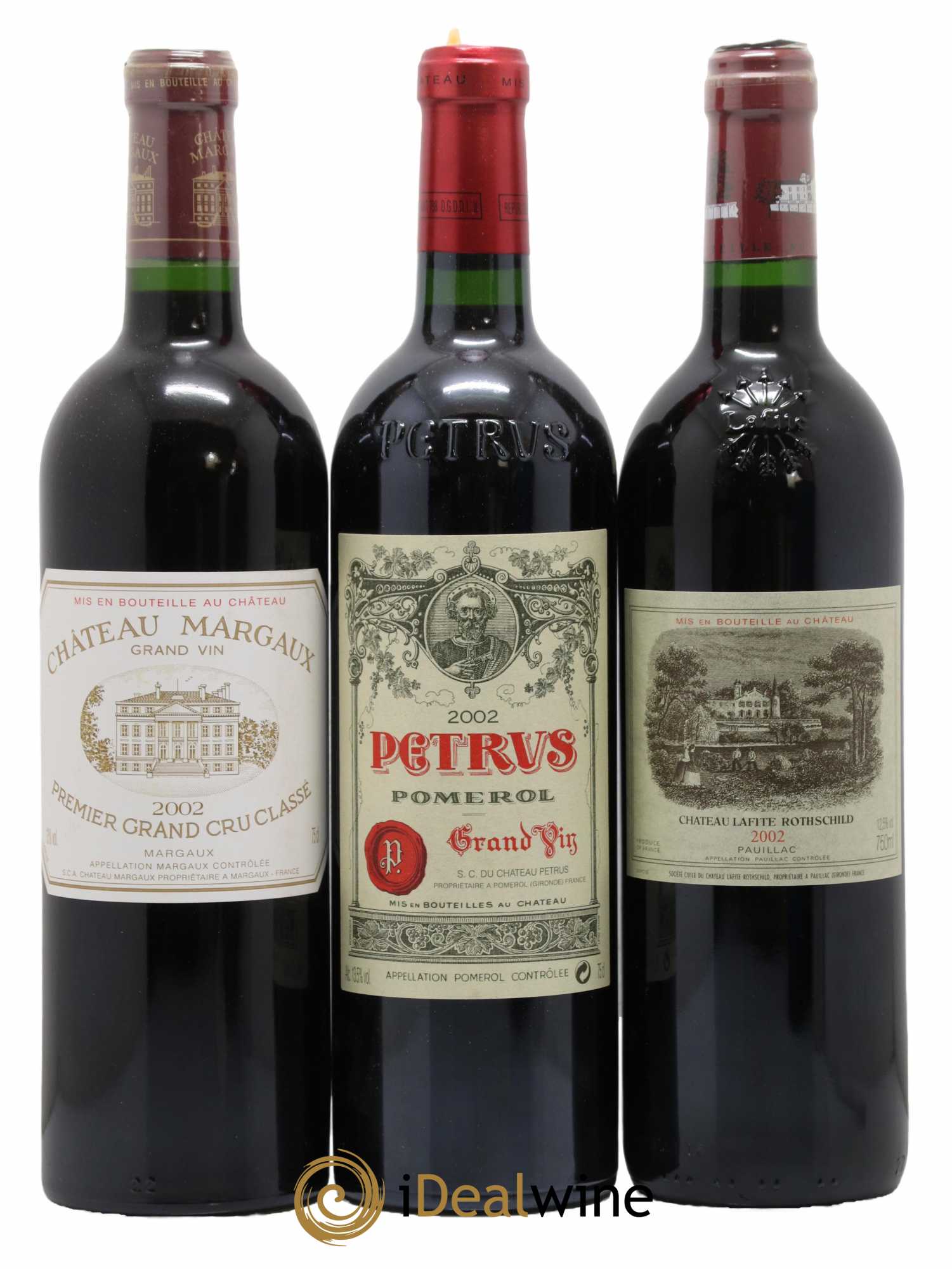 Caisse Collection Duclot 2002 Petrus - Lafitte - Margaux - Mouton Rothschild - Latour - Haut Brion - Mission Haut Brion - Cheval Blanc - Ausone 2002 - Lot de 9 bouteilles - 1