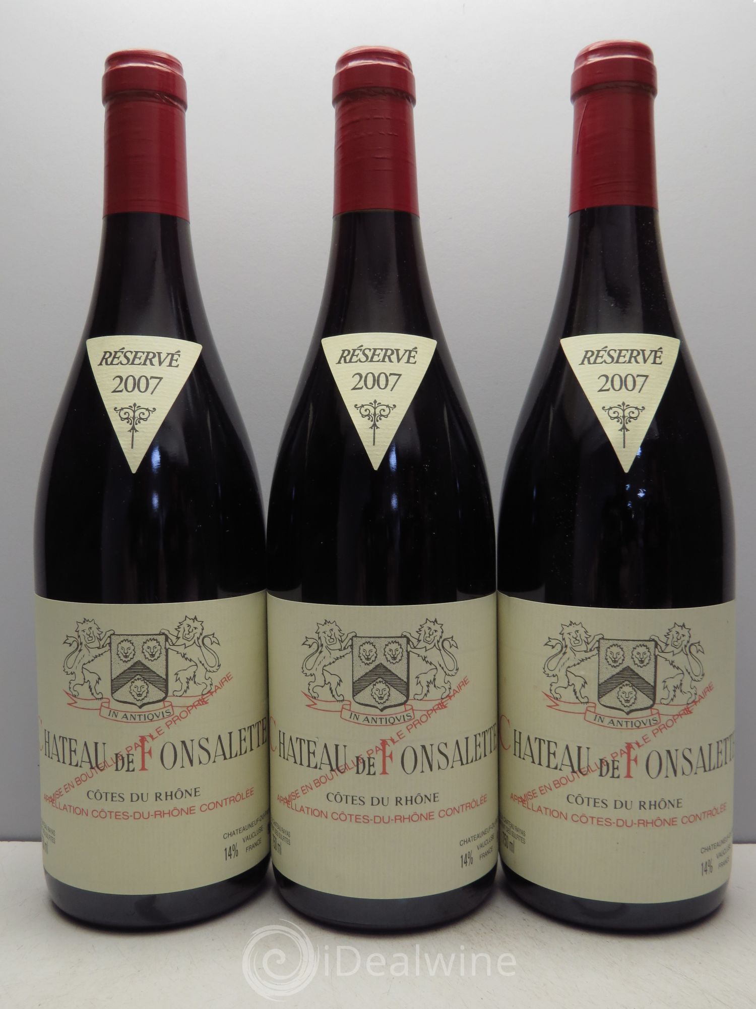 Côtes-du-Rhône Château de Fonsalette Emmanuel Reynaud 2007 - Lot de 3 bouteilles - 0