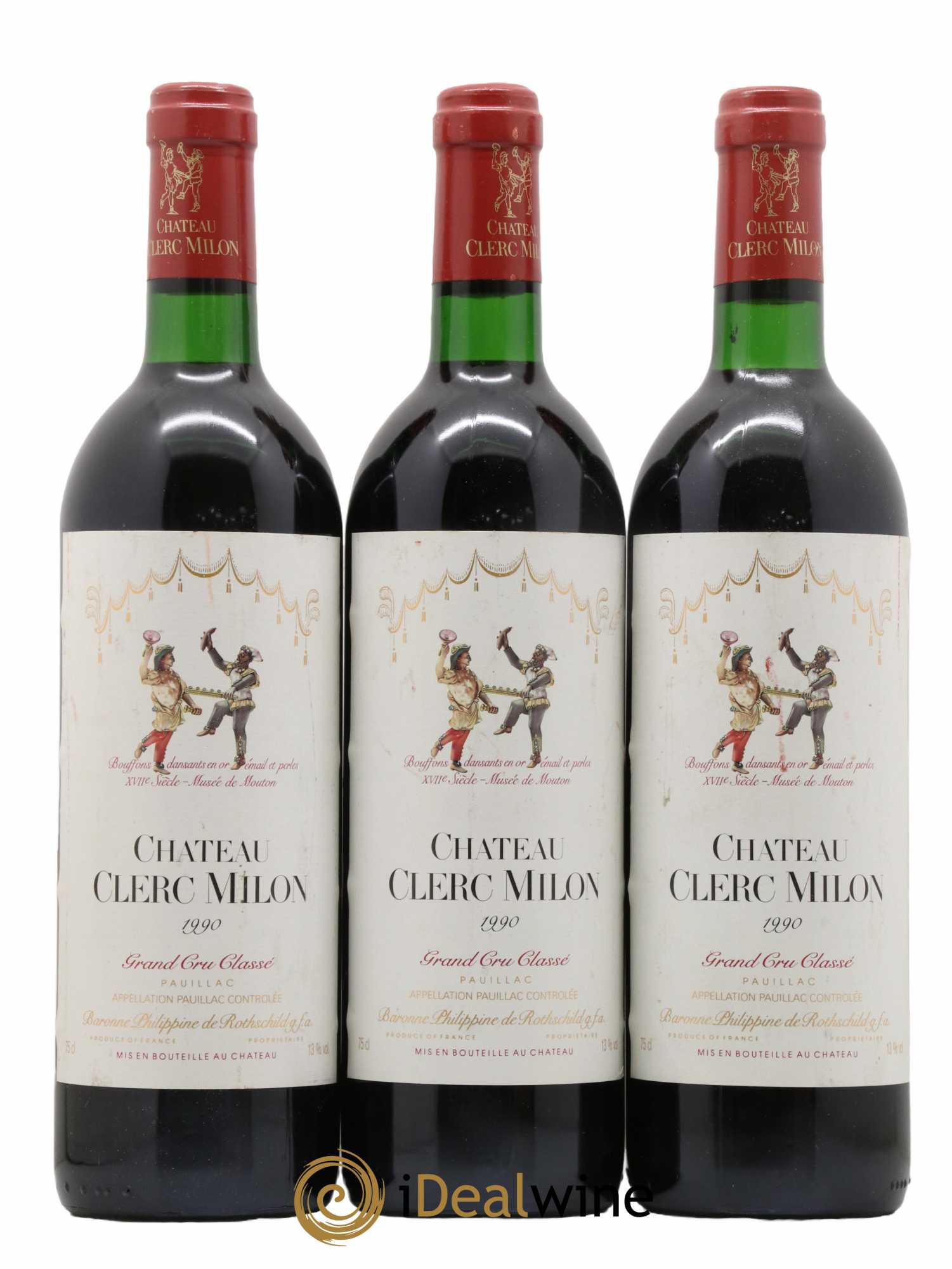 Château Clerc Milon 5ème Grand Cru Classé 1990 - Lot de 3 bouteilles - 0