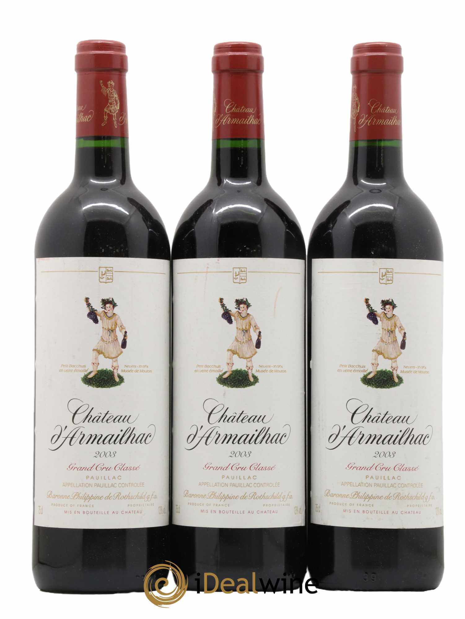 Château d' Armailhac - Mouton Baron(ne) Philippe 5ème Grand Cru Classé 2003 - Lot de 3 bouteilles - 0