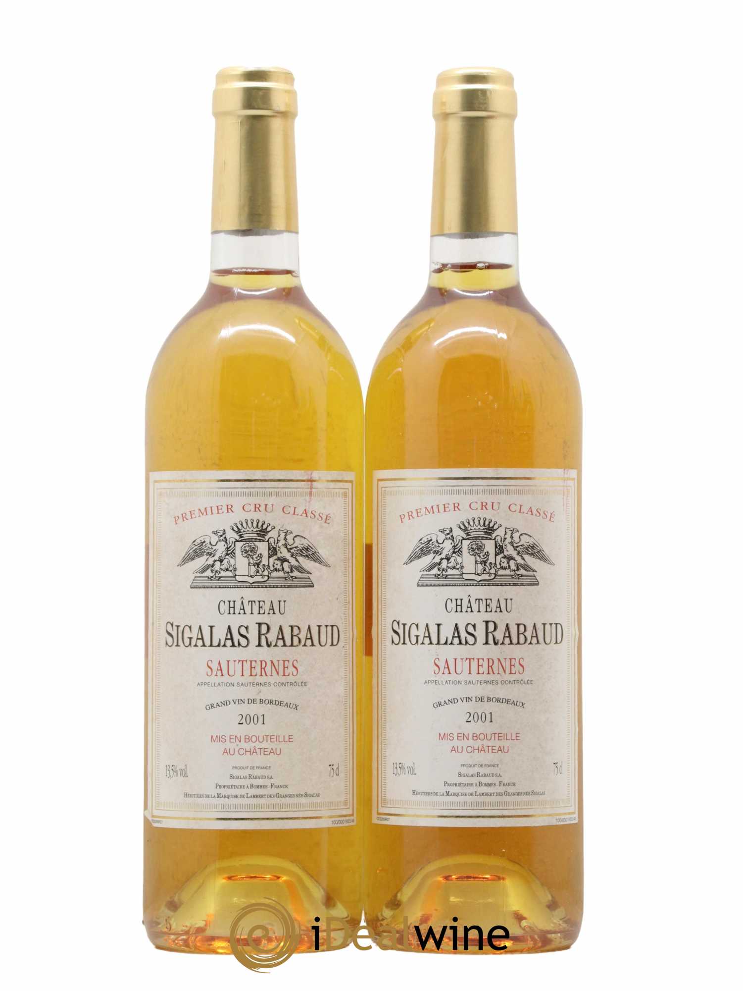 Château Sigalas Rabaud 1er Grand Cru Classé 2001 - Lotto di 2 bottiglie - 0
