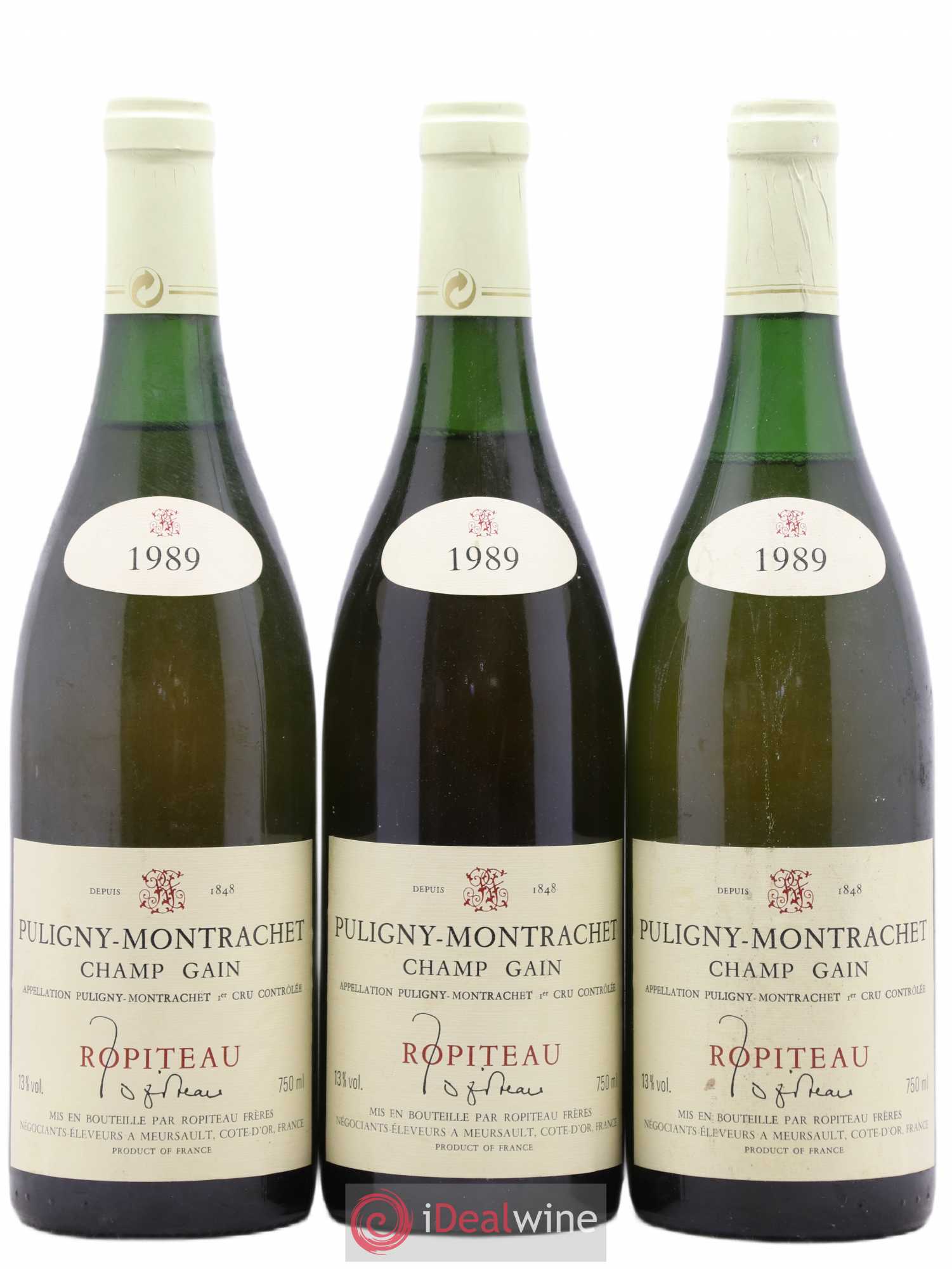 Puligny-Montrachet 1er Cru Champ Gain Ropiteau 1989 - Lot de 3 bouteilles - 0