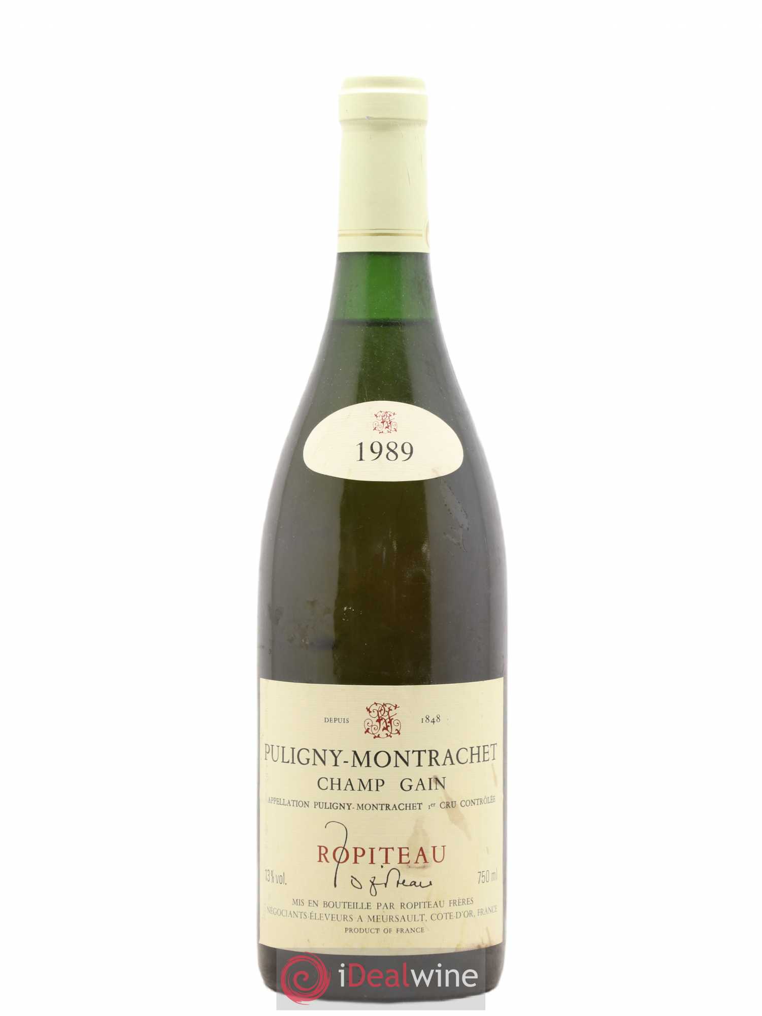 Puligny-Montrachet 1er Cru Champ Gain Ropiteau 1989 - Lot de 1 bouteille - 0