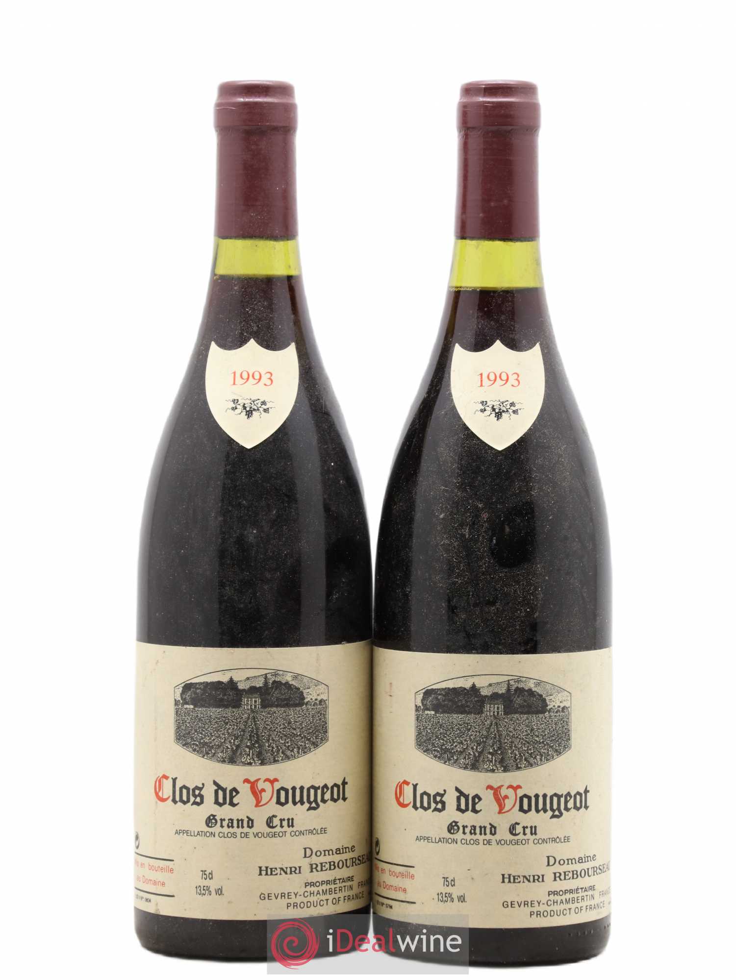 Clos de Vougeot Grand Cru Henri Rebourseau (Domaine) 1993 - Lot de 2 bouteilles - 0
