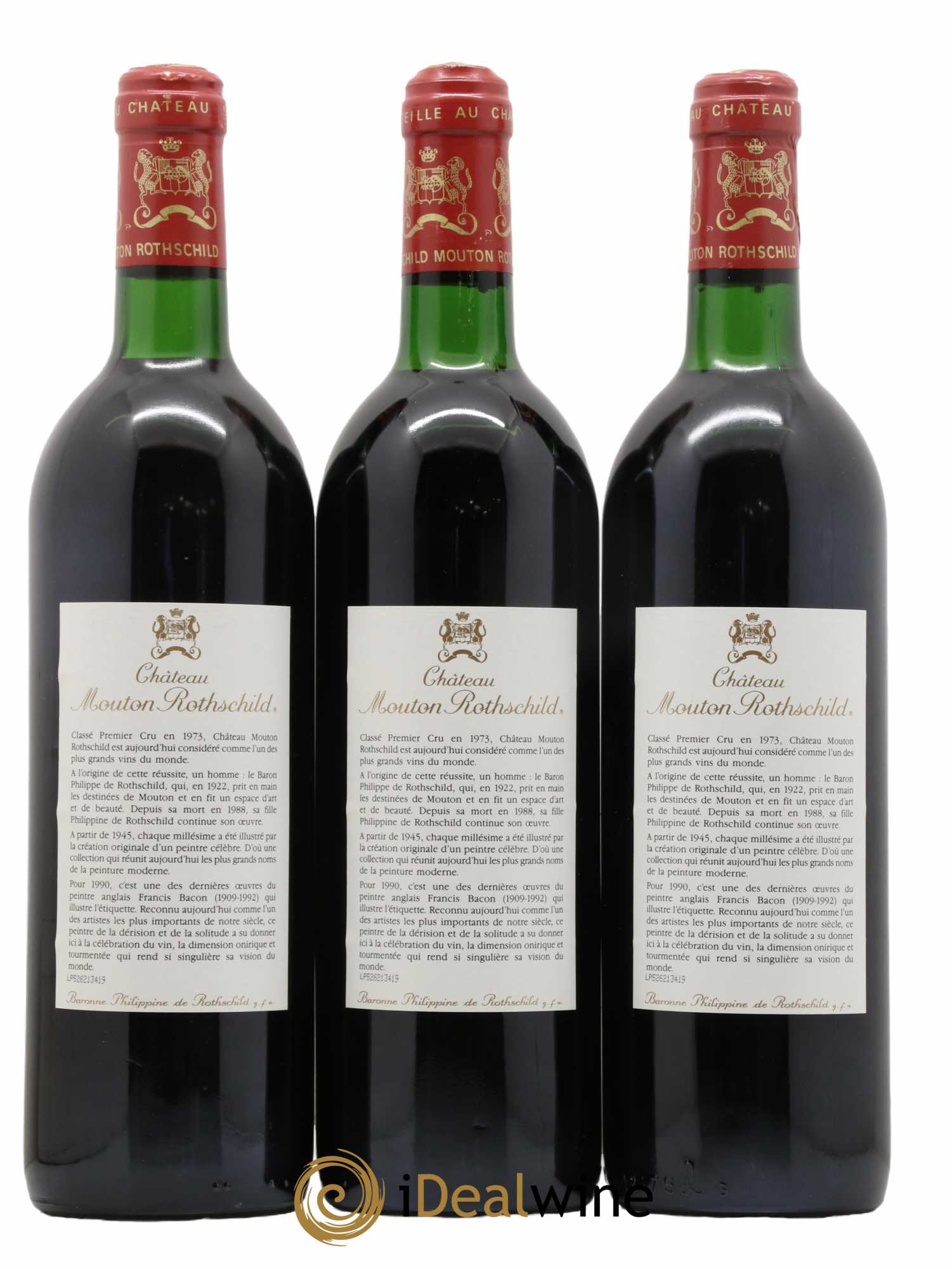 Château Mouton Rothschild 1er Grand Cru Classé 1990 - Lot de 3 bouteilles - 1