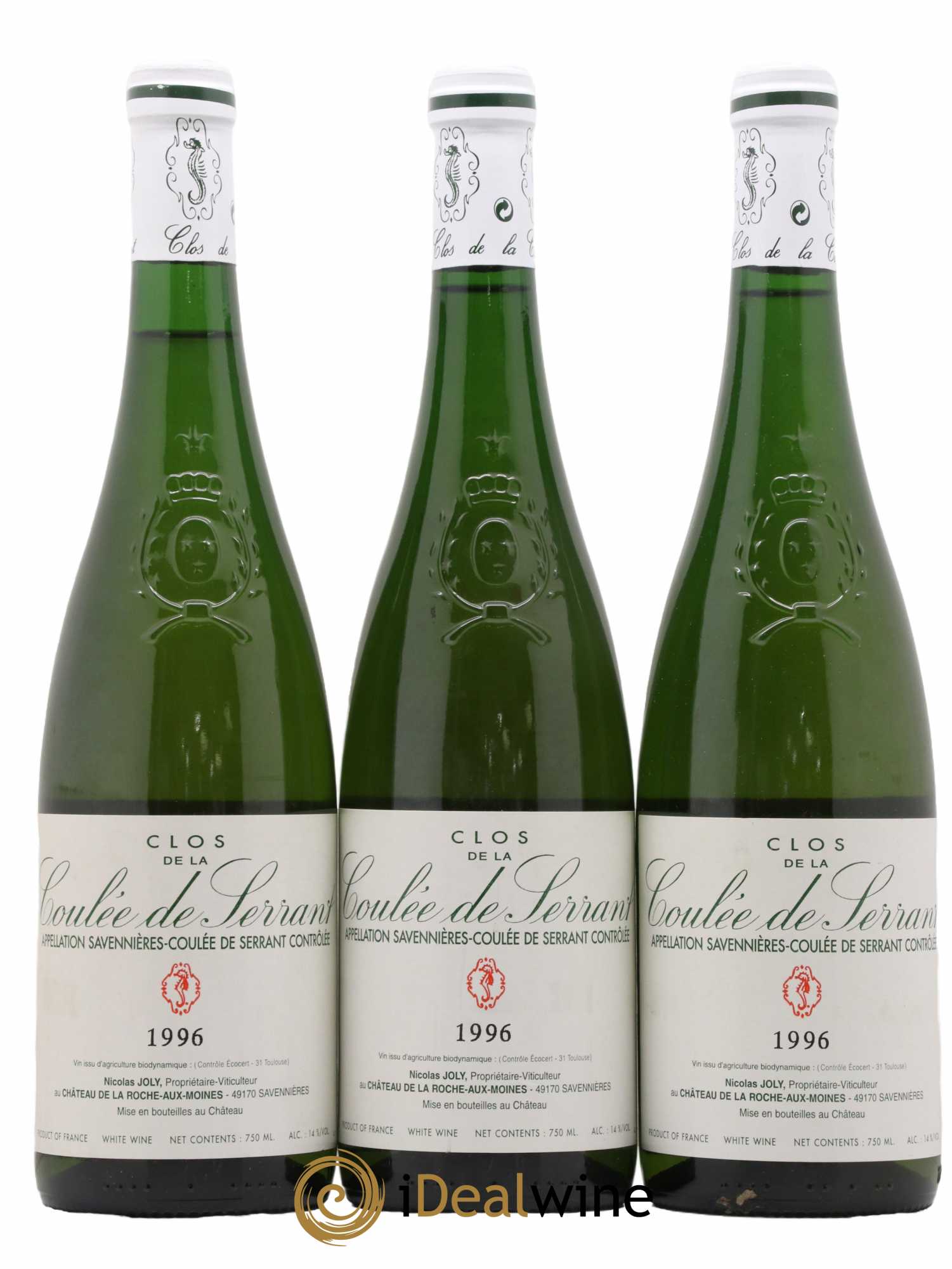 Savennières Clos de la Coulée de Serrant Vignobles de la Coulée de Serrant - Nicolas Joly 1996 - Lot de 3 bouteilles - 0