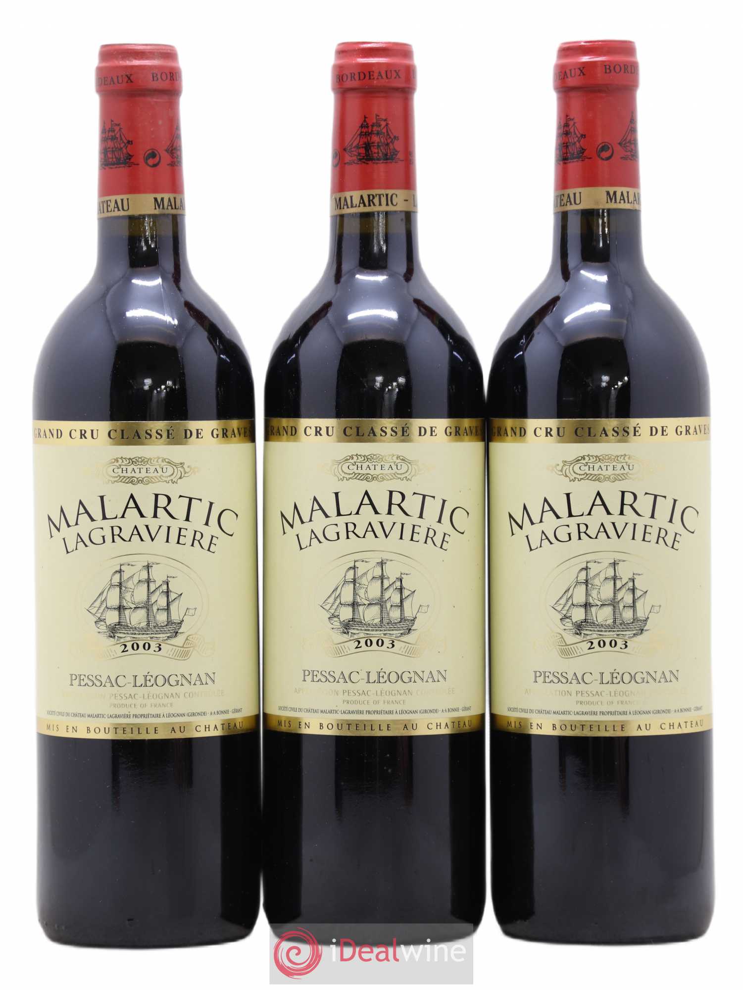 Château Malartic-Lagravière Cru Classé de Graves 2003 - Lot de 3 bouteilles - 0
