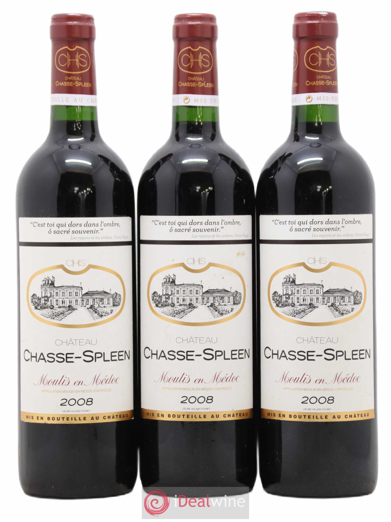 Château Chasse Spleen 2008 - Lot de 3 bouteilles - 0