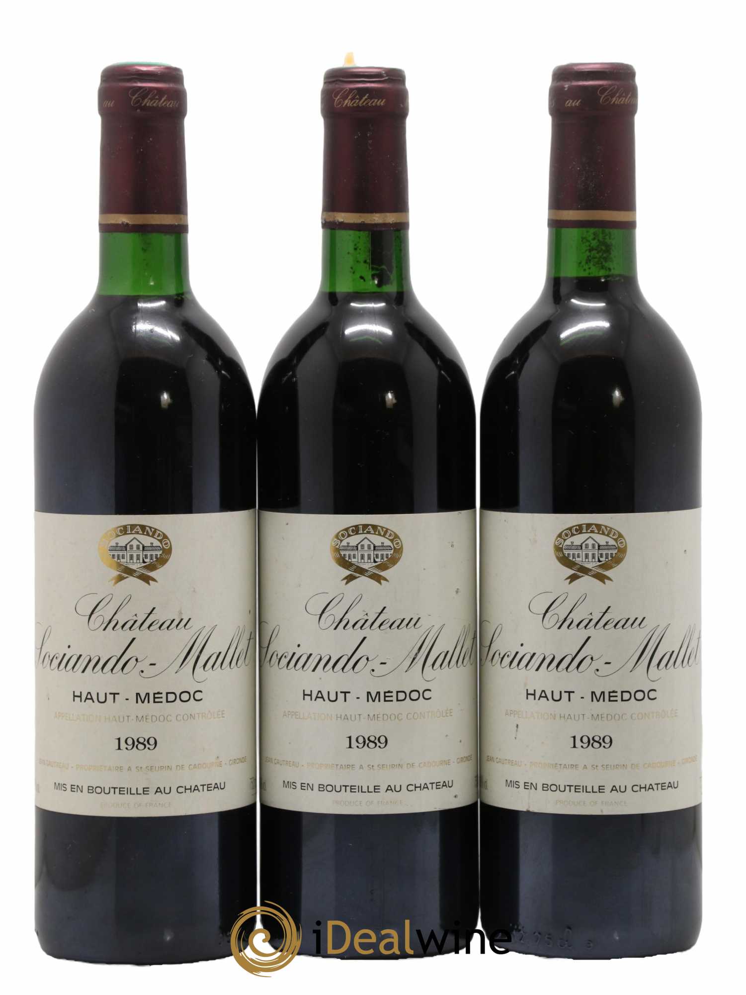 Château Sociando Mallet 1989 - Lot de 3 bouteilles - 0