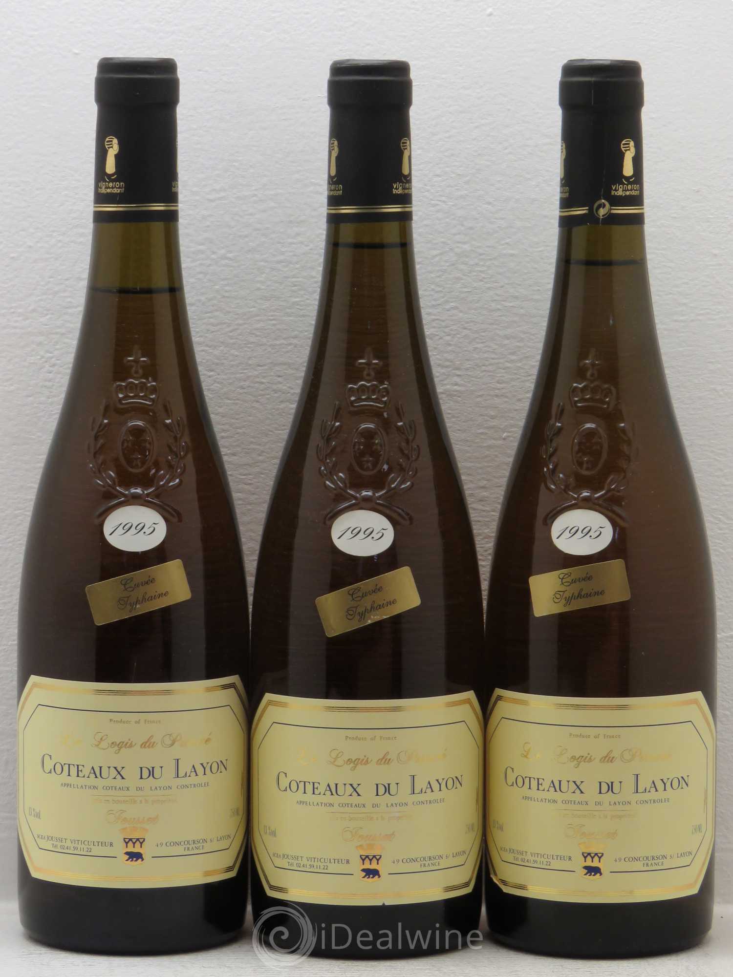 Anjou Coteaux du Layon Le Logis du prieuré Cuvée Typhaine Domaine Tousset 1995 - Posten von 3 Flaschen - 0