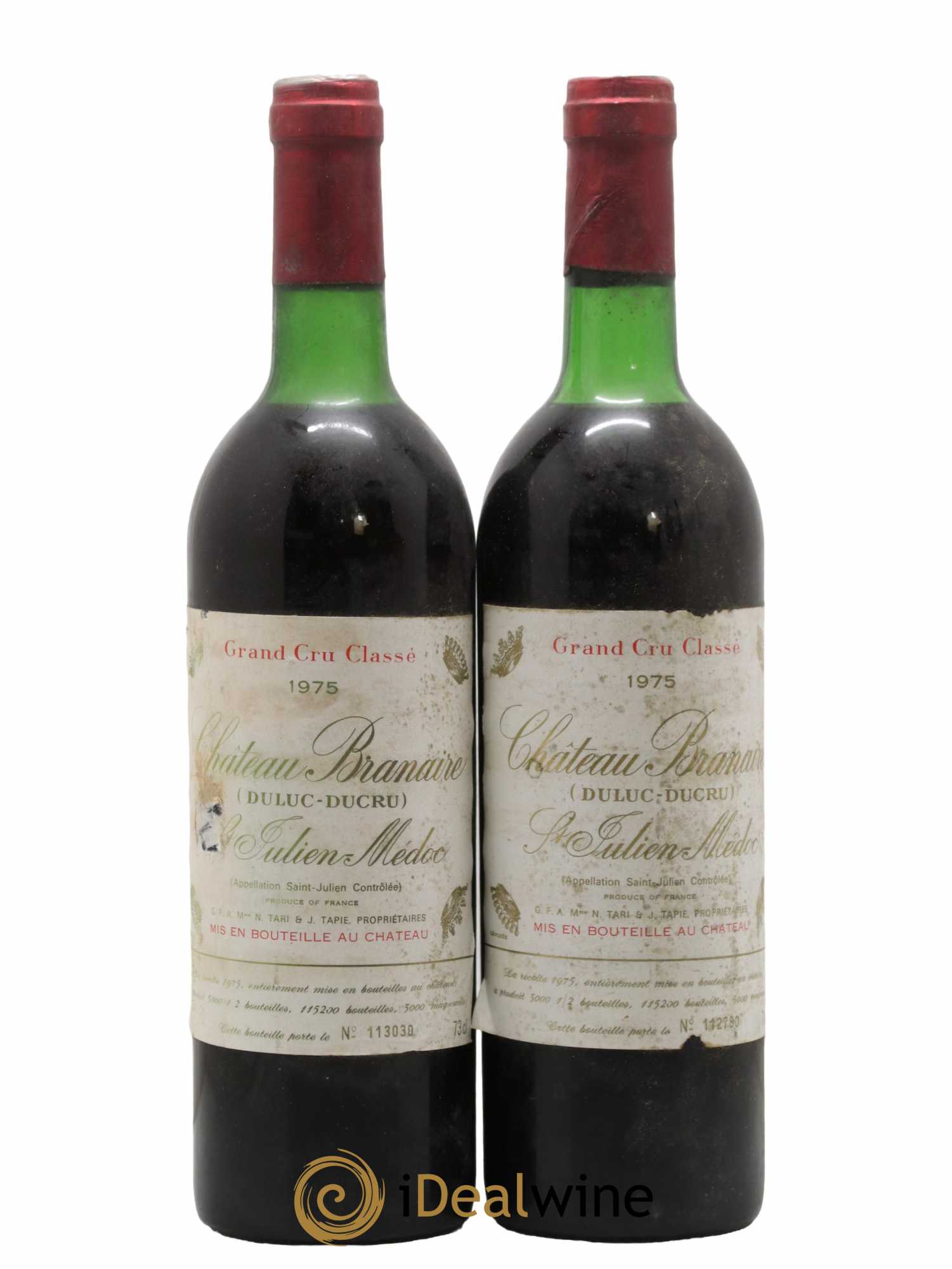 Château Branaire Ducru 4ème Grand Cru Classé 1975 - Lot de 2 bouteilles - 0