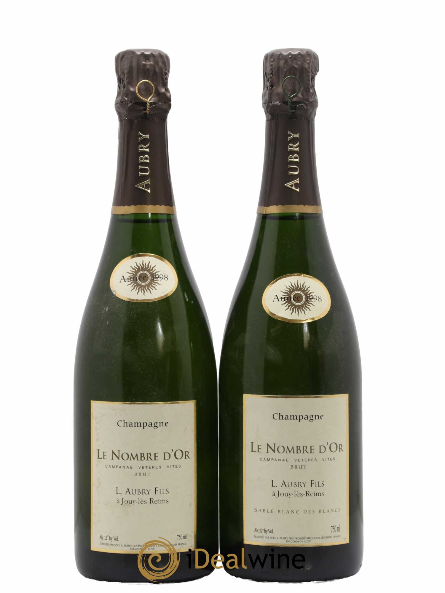 Champagne Le Nombre d'Or Aubry Fils 1998 - Lot de 2 bouteilles - 0