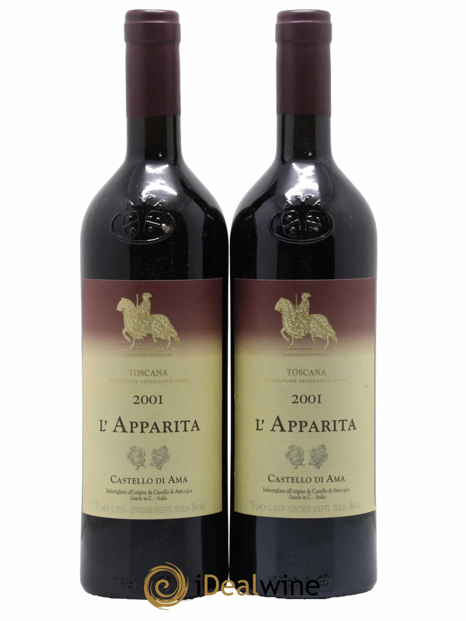 Toscana IGT Castello di Ama L'Apparita 2001 - Lot de 2 bouteilles - 0