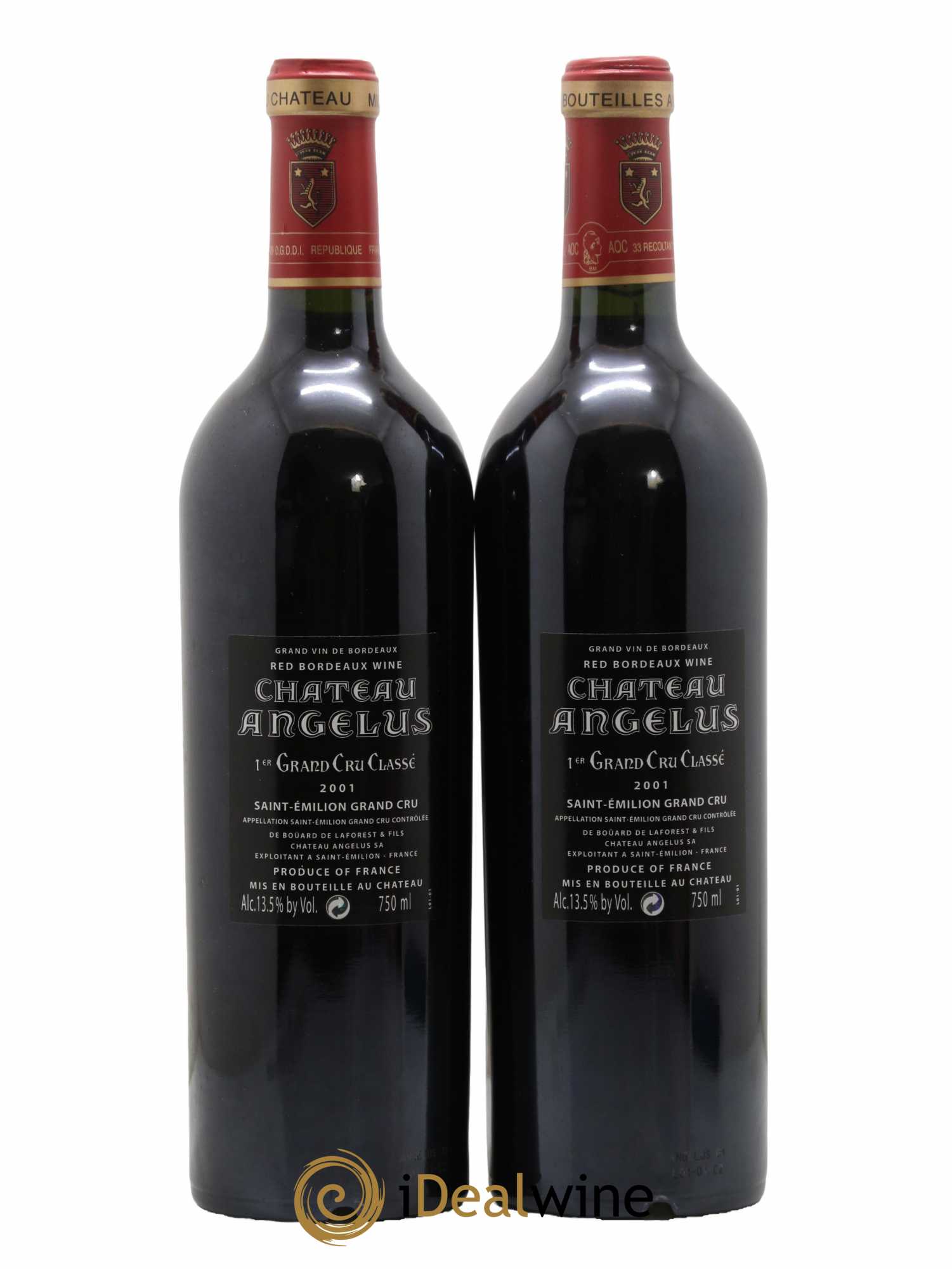 Château Angélus 1er Grand Cru Classé A 2001 - Lot de 2 bouteilles - 1