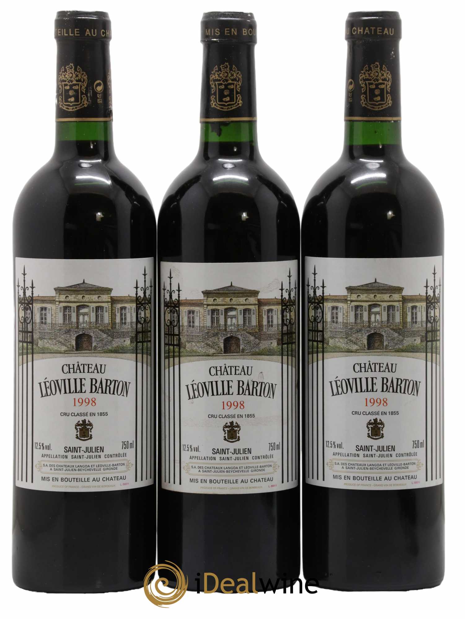 Château Léoville Barton 2ème Grand Cru Classé 1998 - Lot de 3 bouteilles - 0
