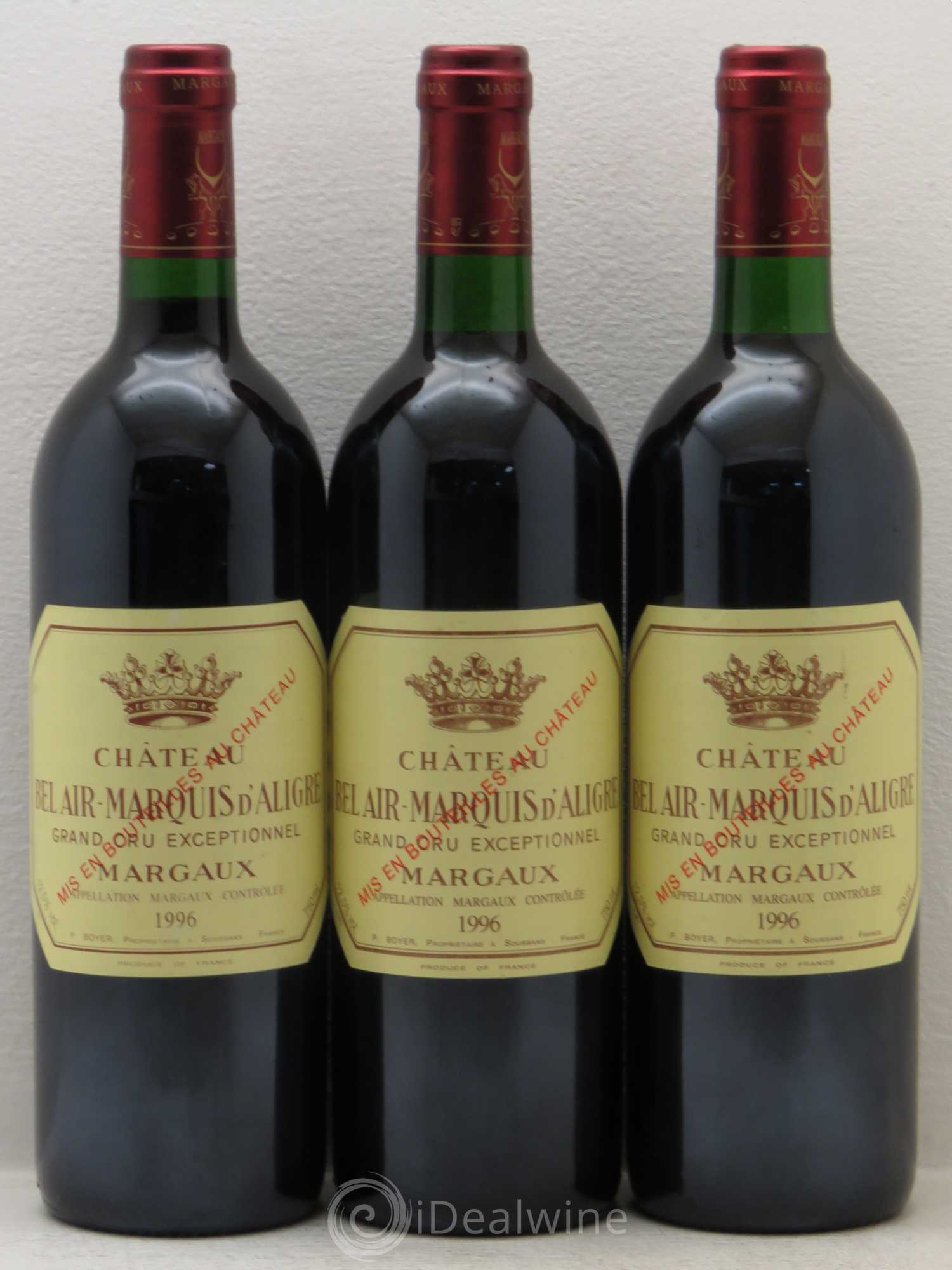 Château Bel Air Marquis d'Aligre 1996 - Lot de 3 bouteilles - 0