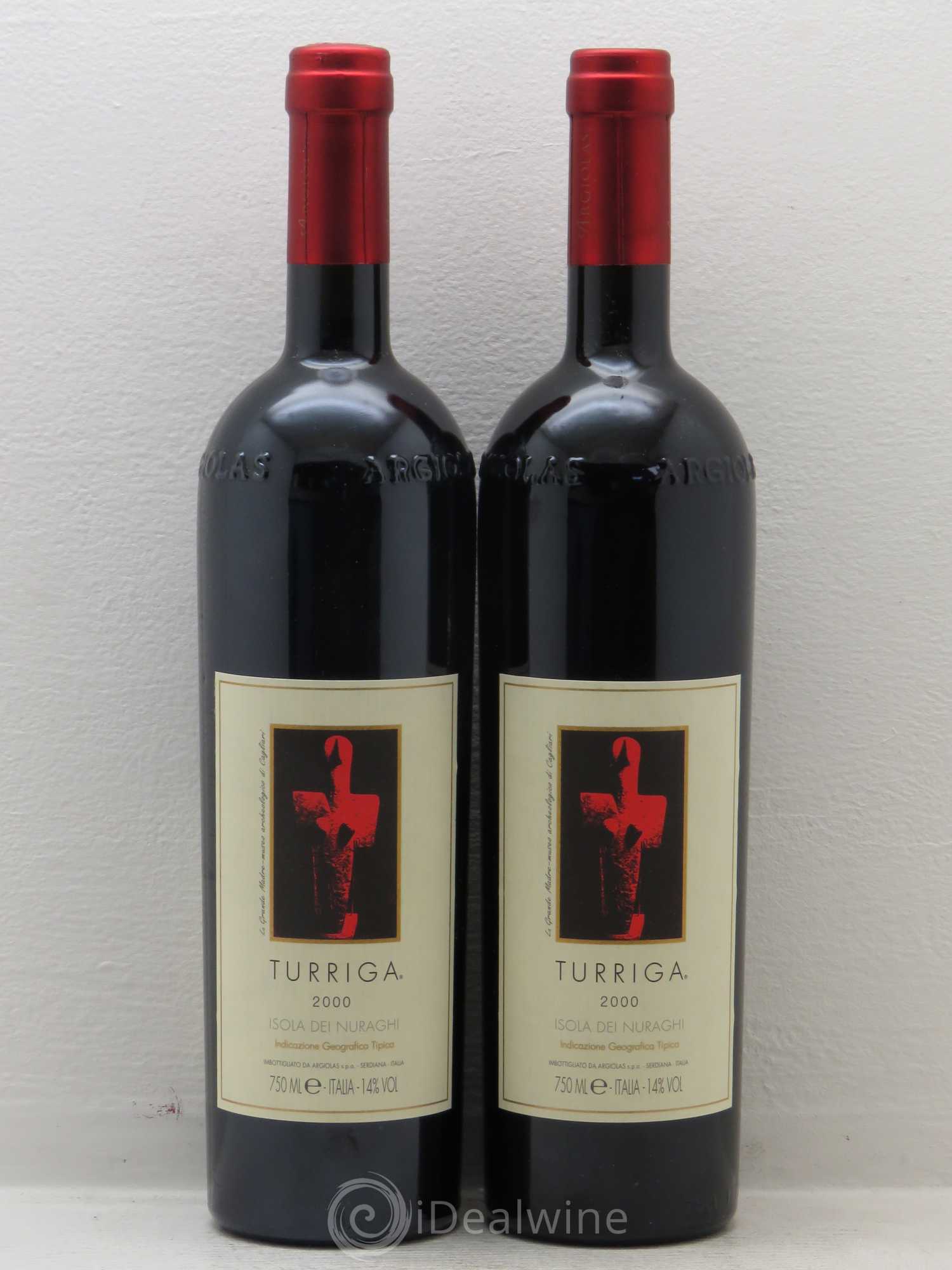 Italie Isola dei Nuraghi Rosso IGT Turriga Cantine Argiolas 2000 - Posten von 2 Flaschen - 0