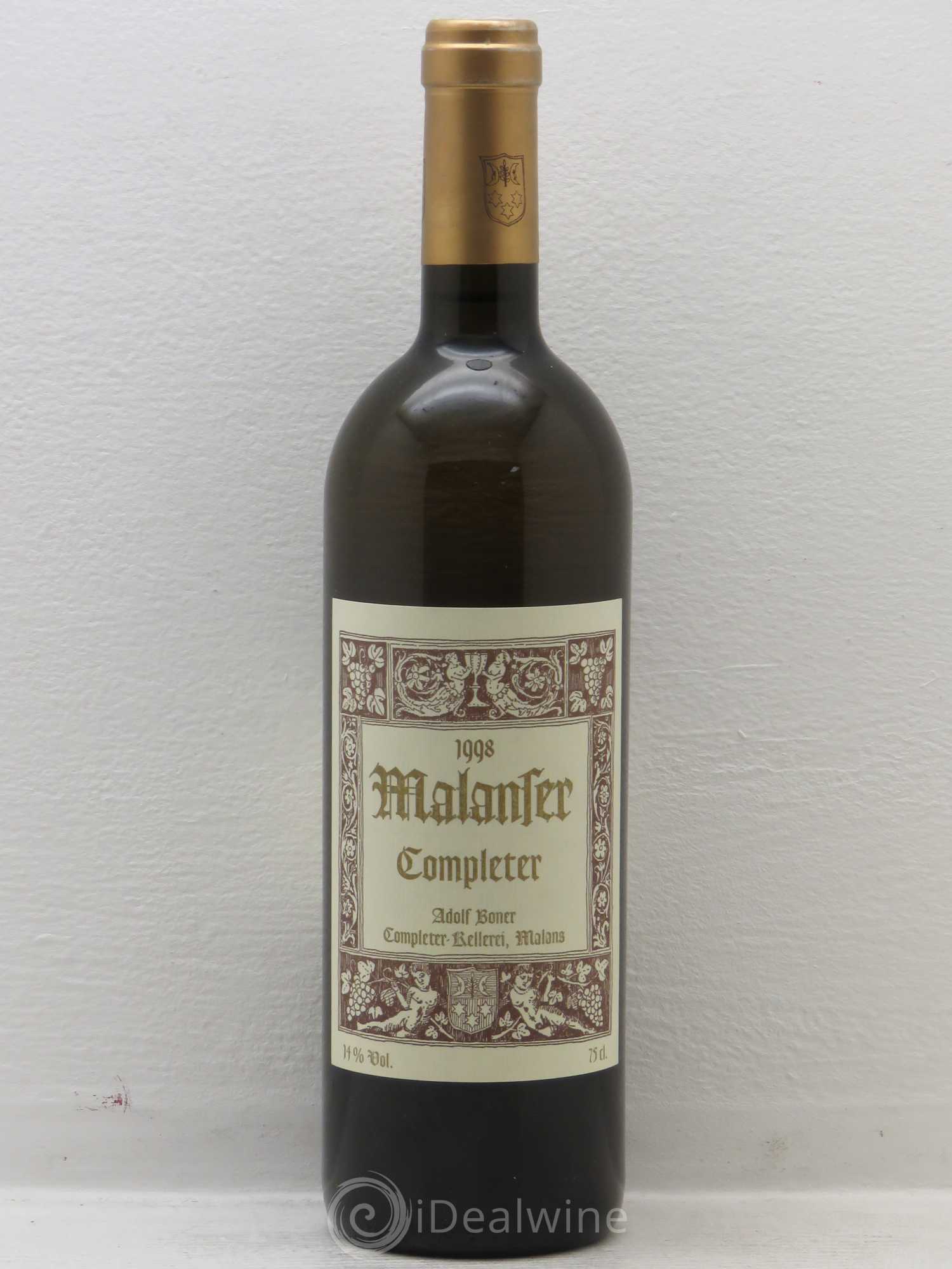 Vins Etrangers Blanc Grisons A.Boner Malanser Completer (Suisse) 1998 - Posten von 1 Flasche - 0