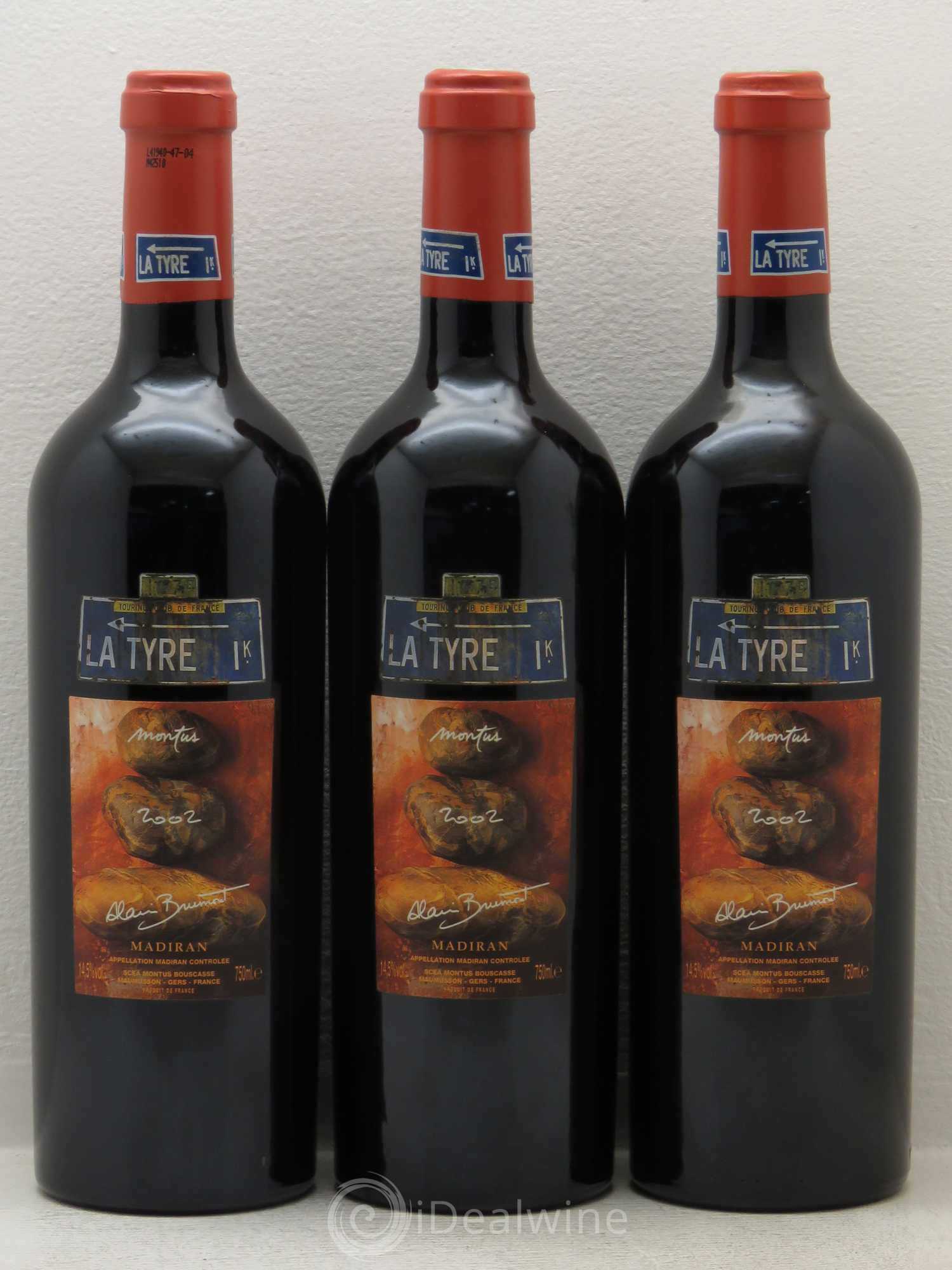 Madiran Château Montus-La Tyre Alain Brumont 2002 - Lot de 3 bouteilles - 0