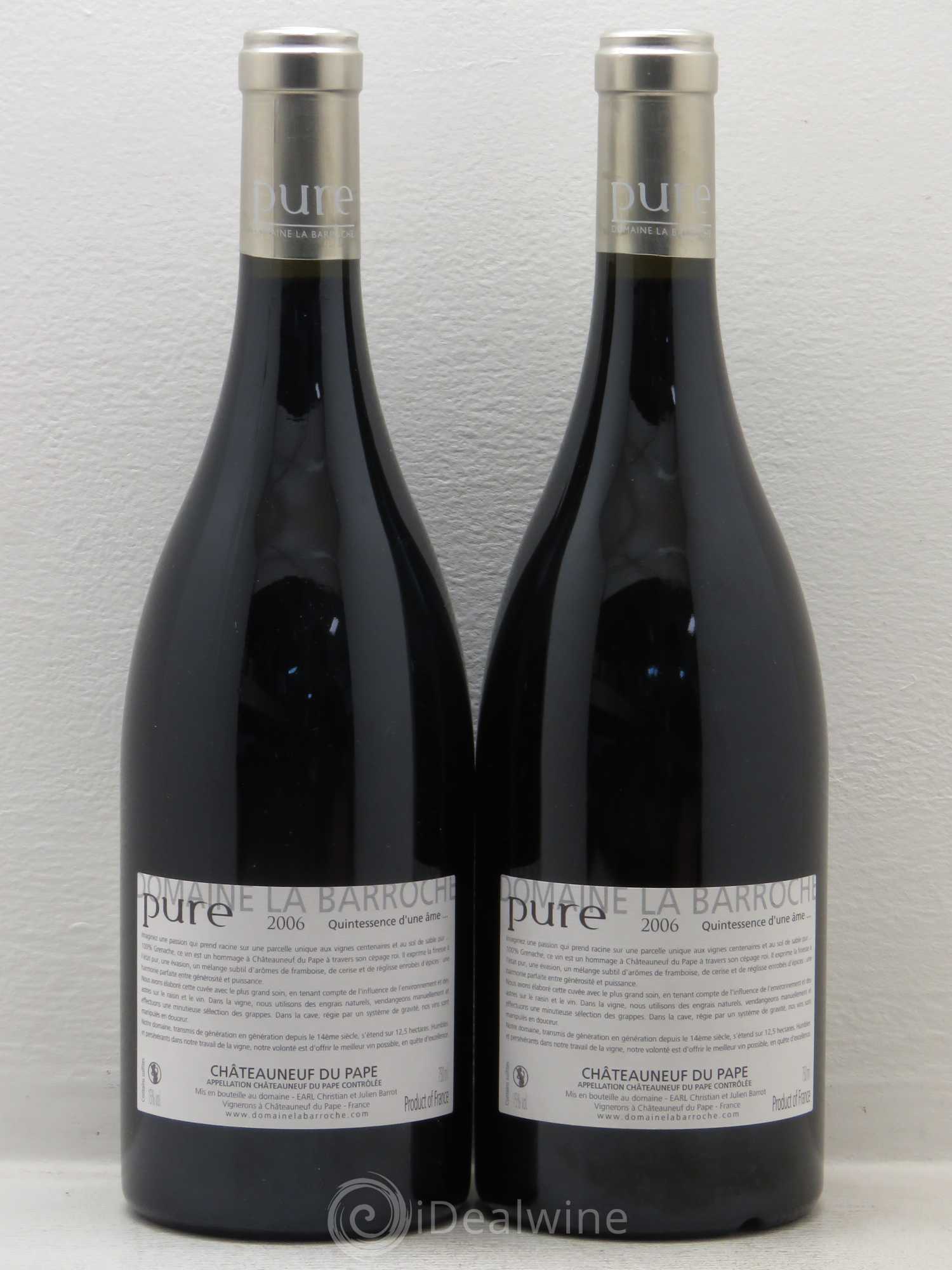 Châteauneuf-du-Pape Cuvée Pure Domaine La Barroche 2006 - Lot de 2 bouteilles - 1