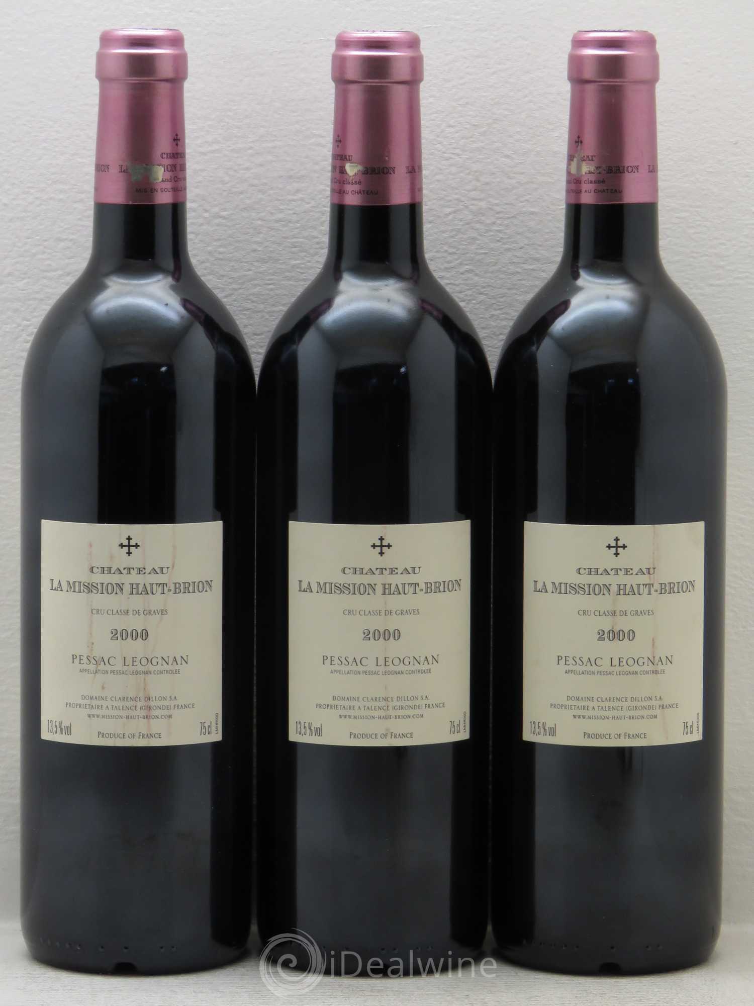 Château la Mission Haut-Brion Cru Classé de Graves 2000 - Lot de 3 bouteilles - 1