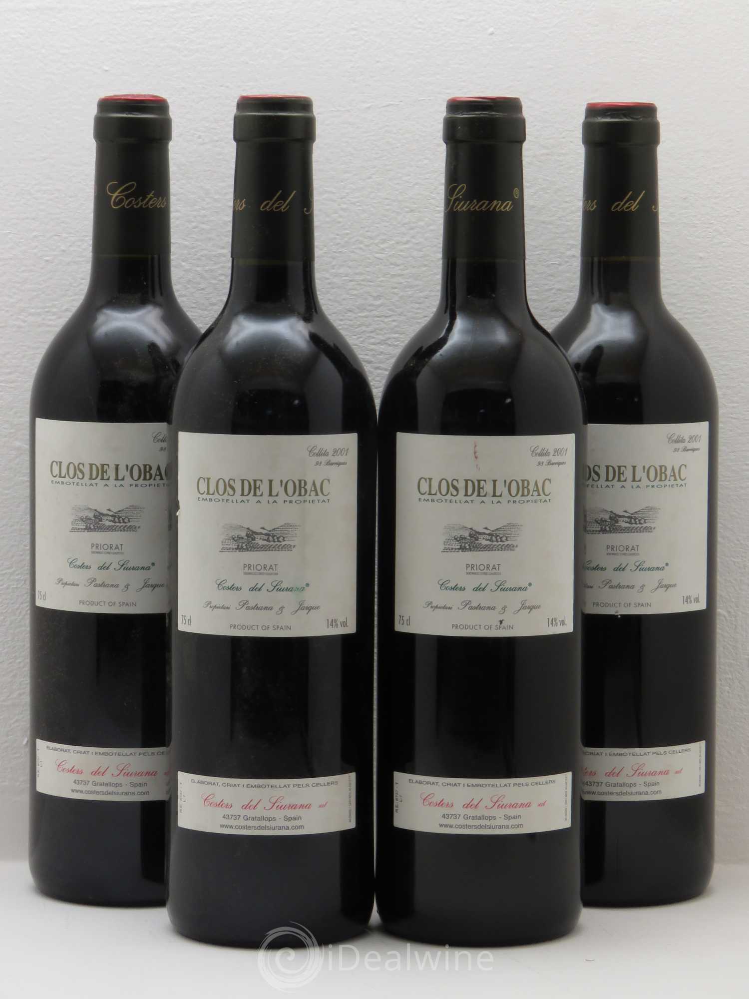Priorat DOCA Espagne Clos De L'Obac Costers del siurana 2001 - Posten von 4 Flaschen - 0